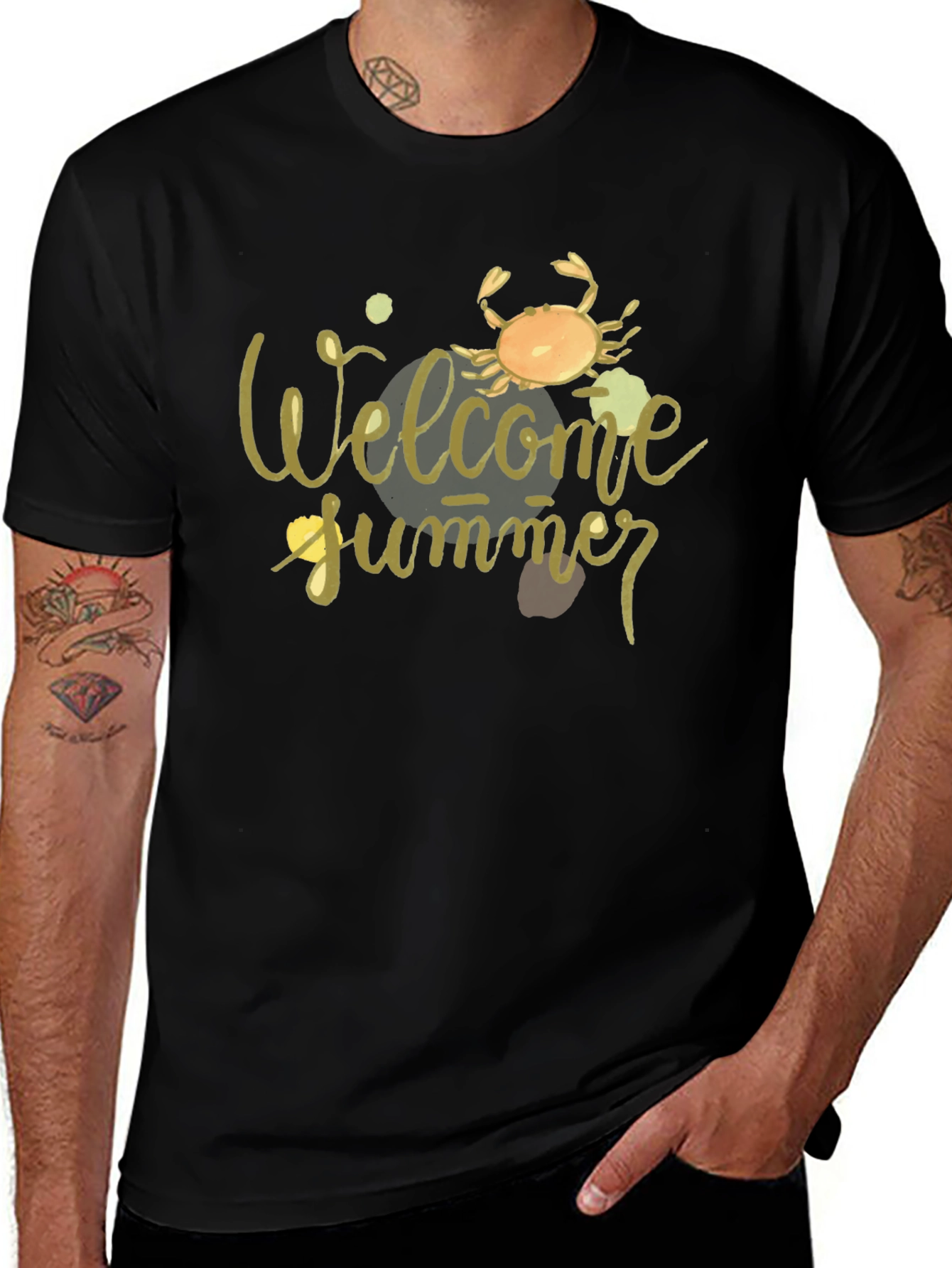 Welcome Summer Crab Graphic Tee - Black