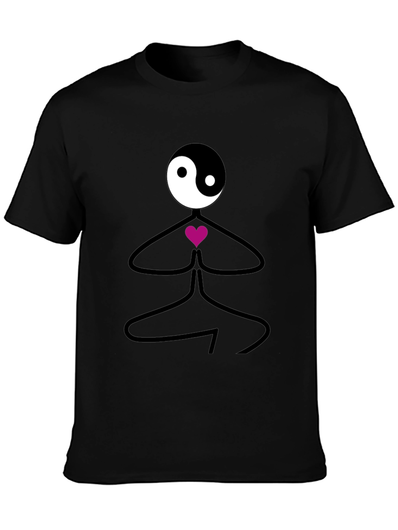 Yin Yang Yoga Pose Black T-Shirt