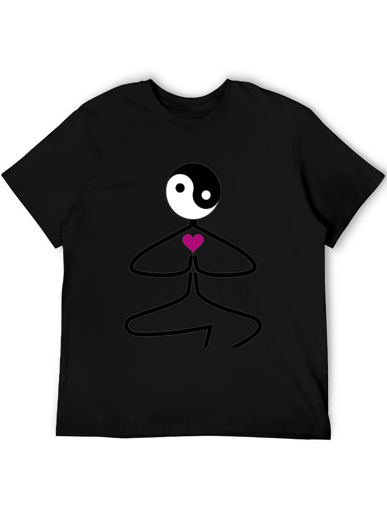 Yin Yang Yoga Pose Black T-Shirt