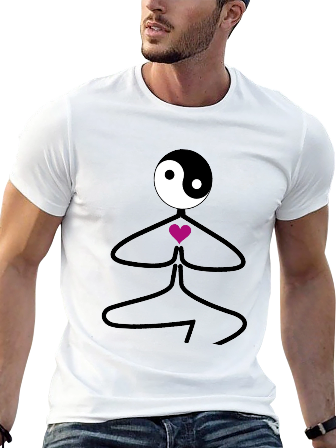 Yin Yang Yoga Pose Black T-Shirt