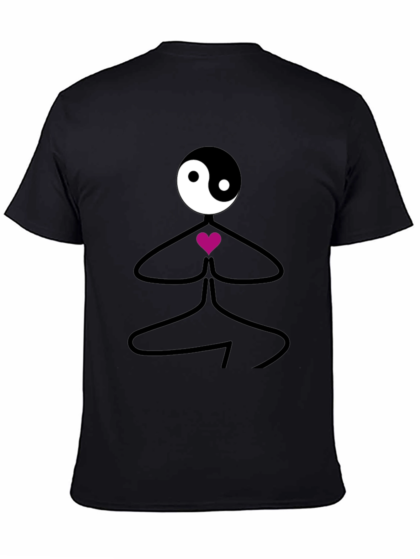 Yin Yang Yoga Pose Black T-Shirt
