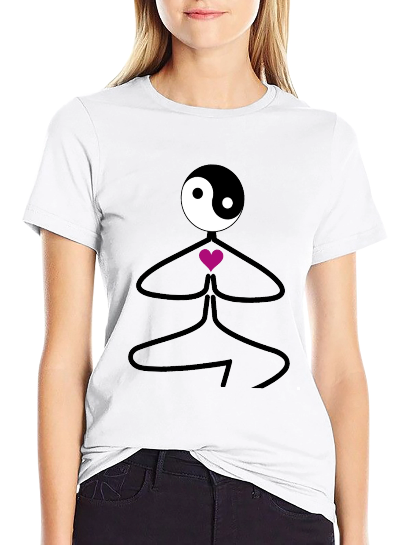 Yin Yang Yoga Pose Black T-Shirt