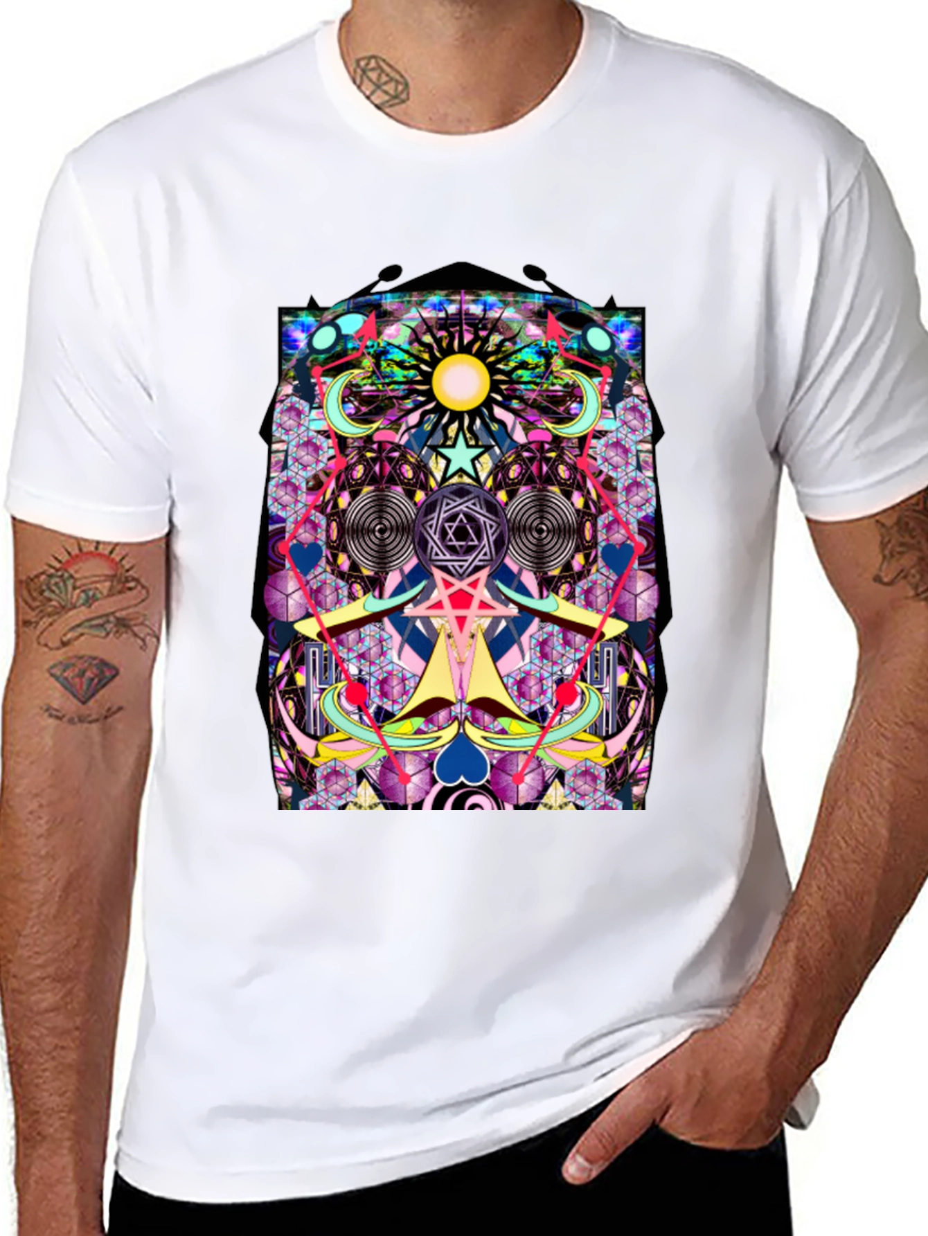Psychedelic Geometric Art Graphic Print T-Shirt