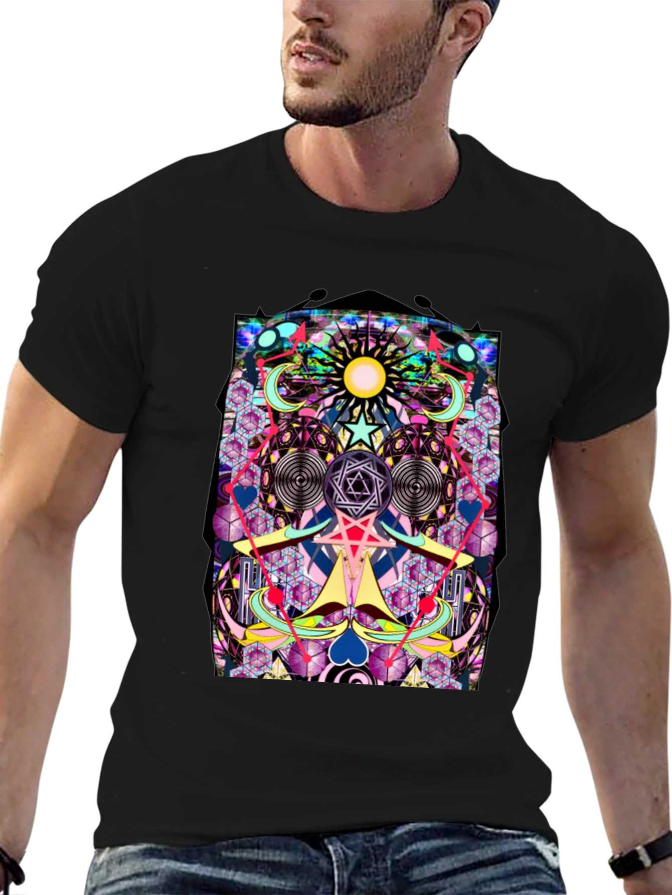 Psychedelic Geometric Art Graphic Print T-Shirt