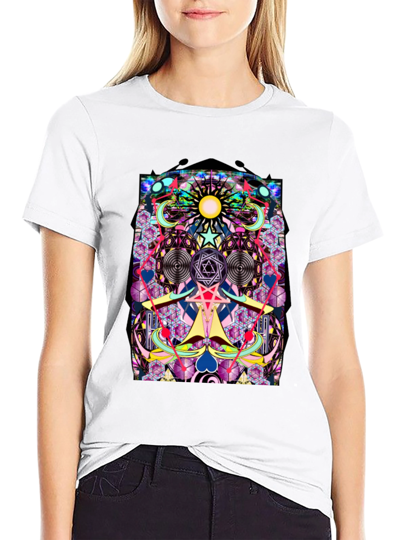 Psychedelic Geometric Art Graphic Print T-Shirt