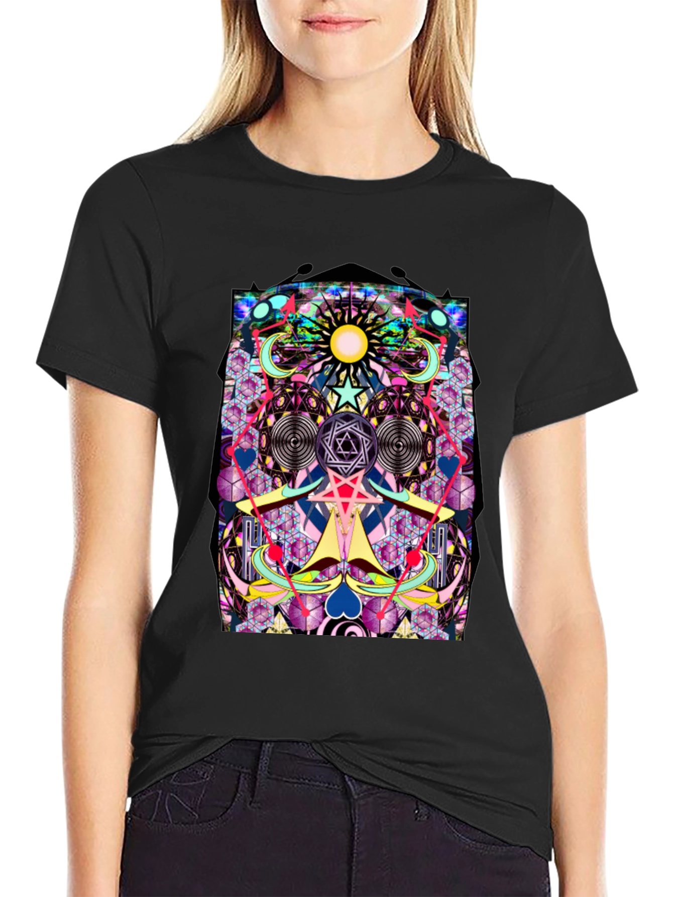 Psychedelic Geometric Art Graphic Print T-Shirt