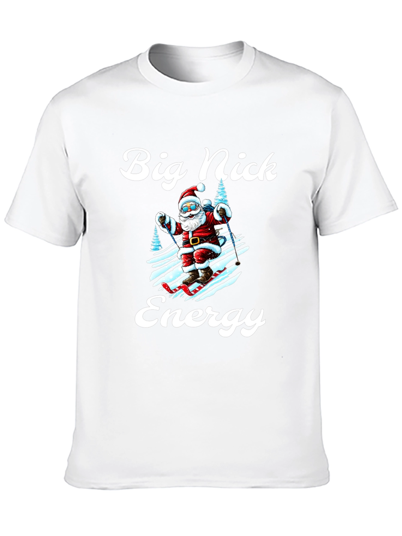 Big Nick Energy Santa Skiing Graphic Tee