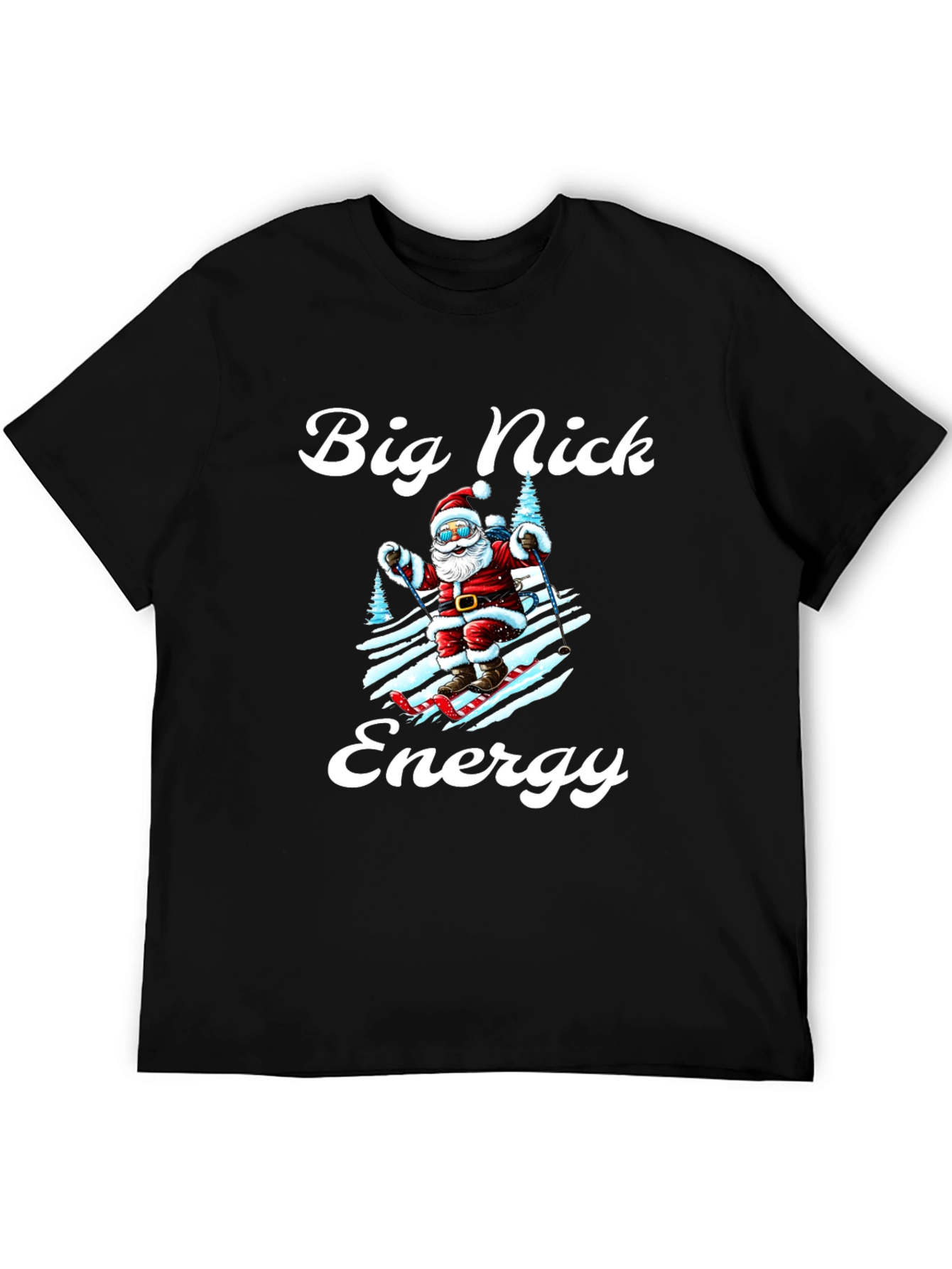 Big Nick Energy Santa Skiing Graphic Tee