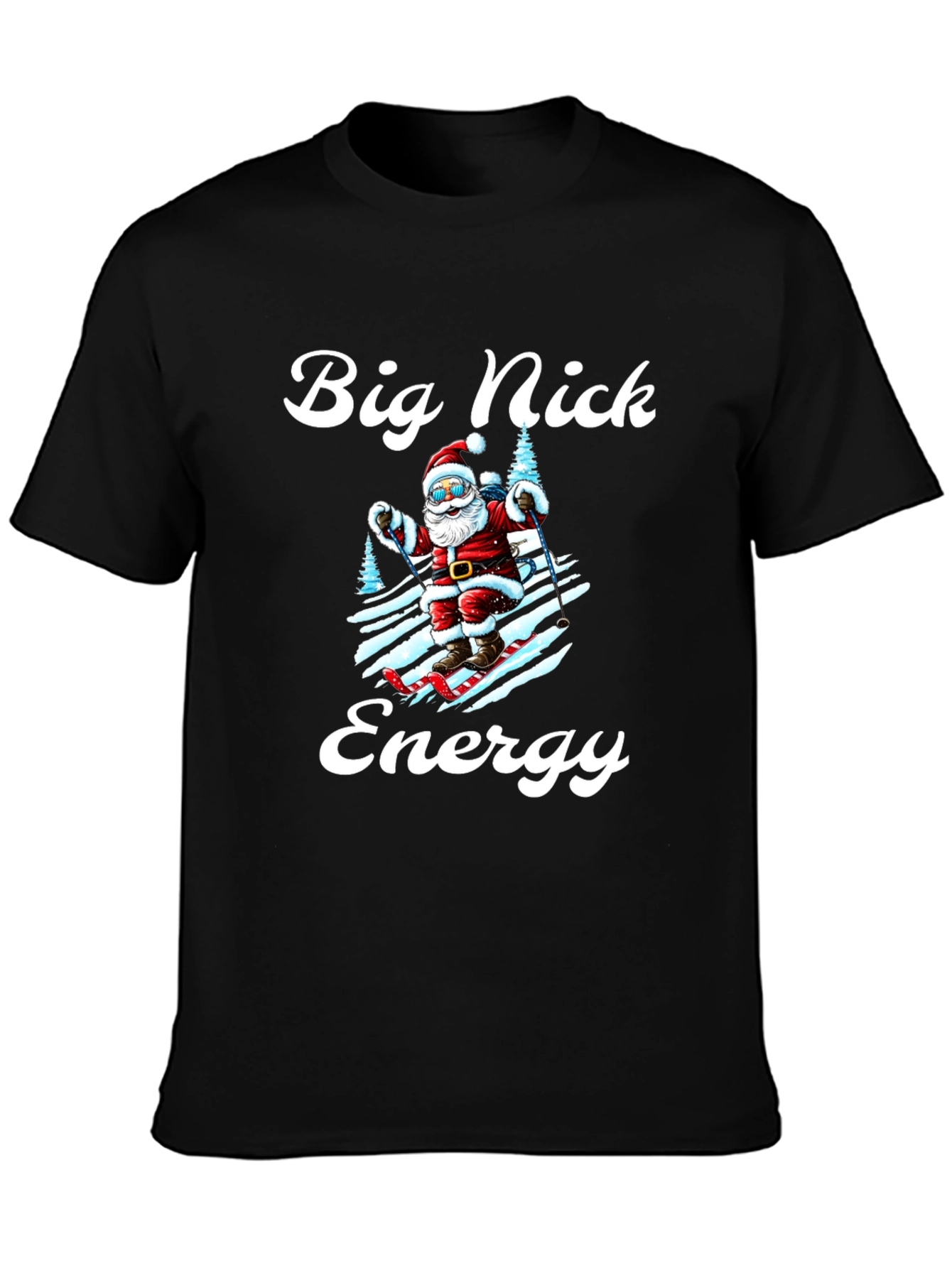 Big Nick Energy Santa Skiing Graphic Tee