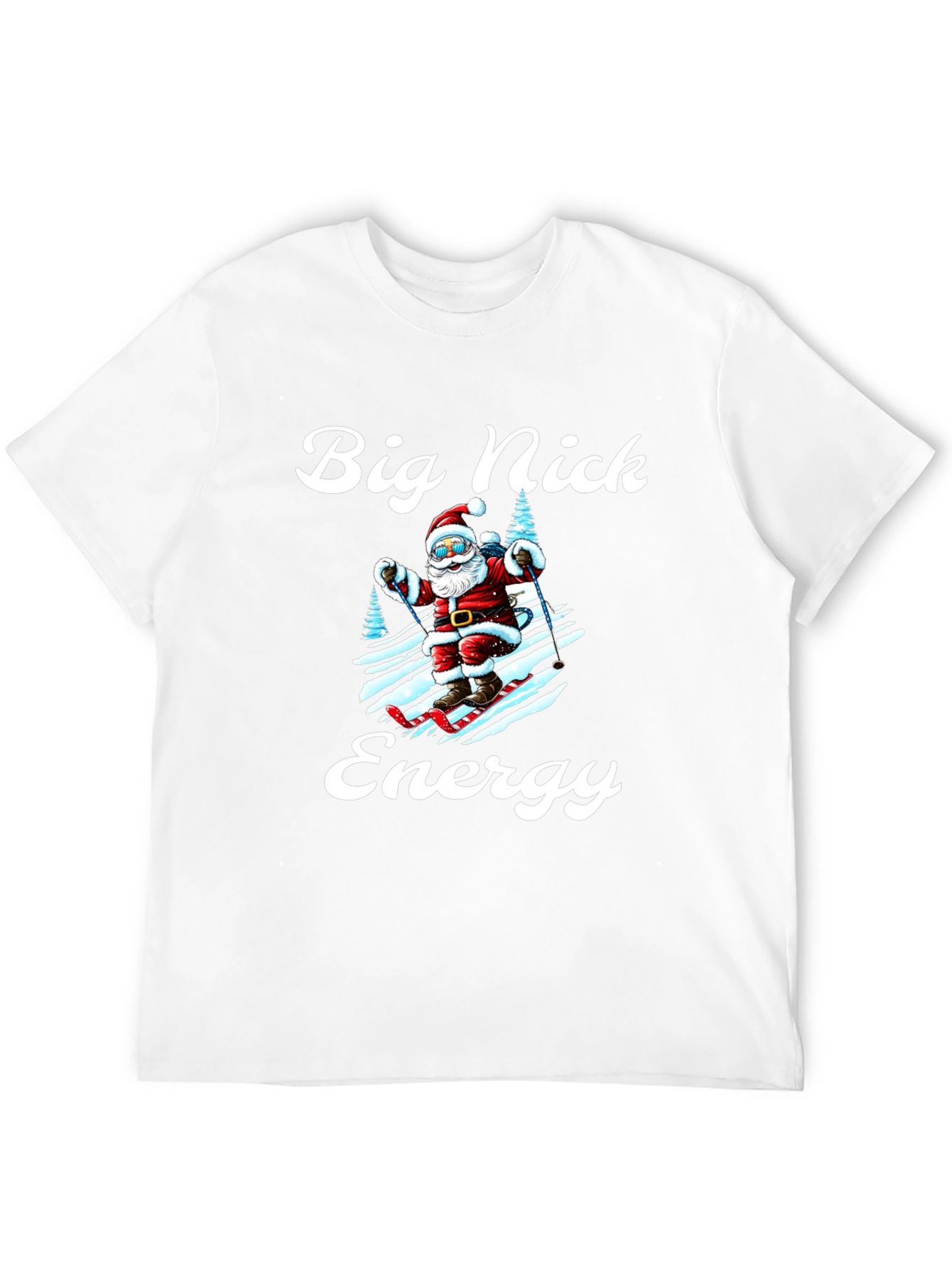 Big Nick Energy Santa Skiing Graphic Tee