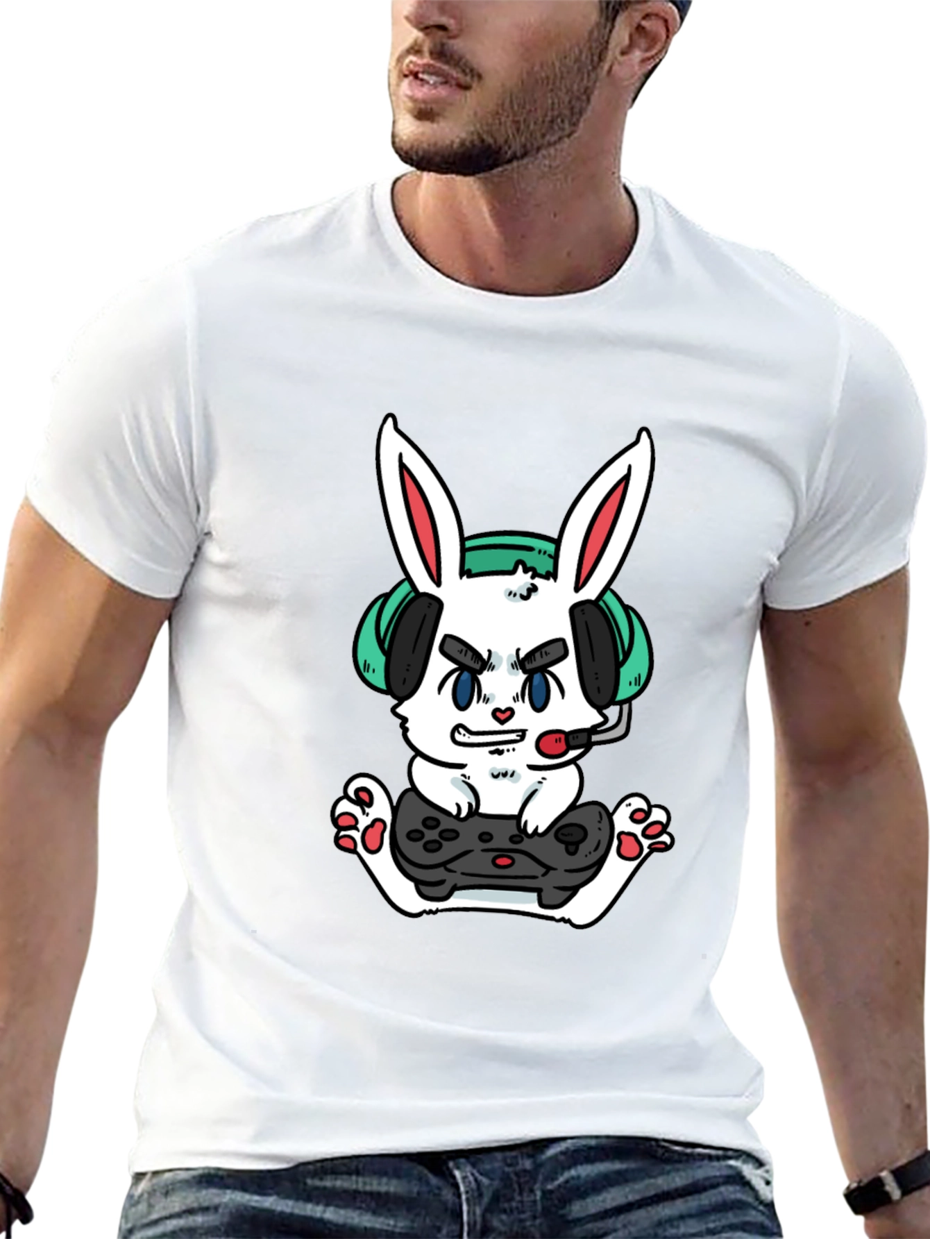 Gamer Bunny T-Shirt - Funny Cartoon Rabbit Tee