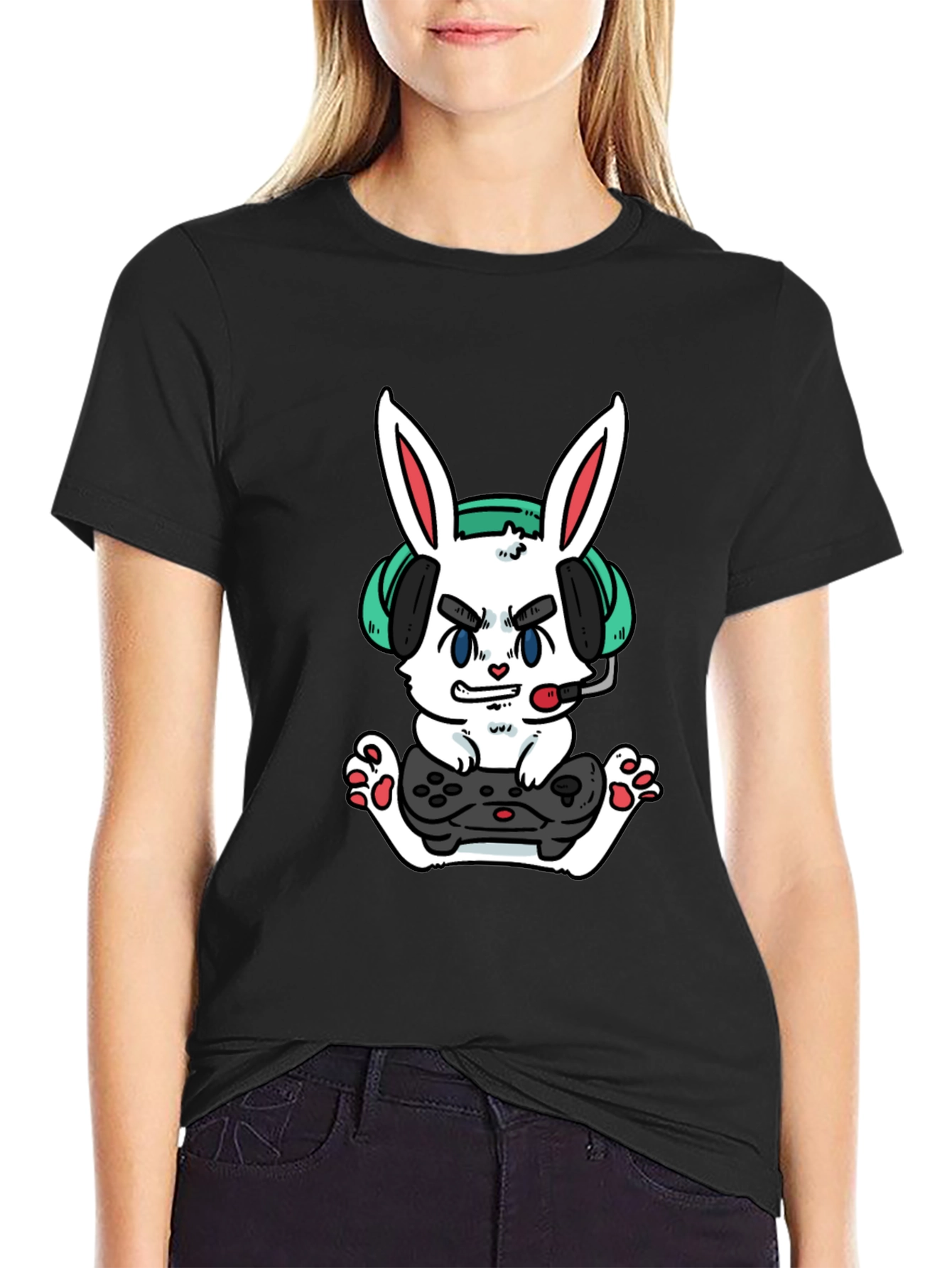 Gamer Bunny T-Shirt - Funny Cartoon Rabbit Tee