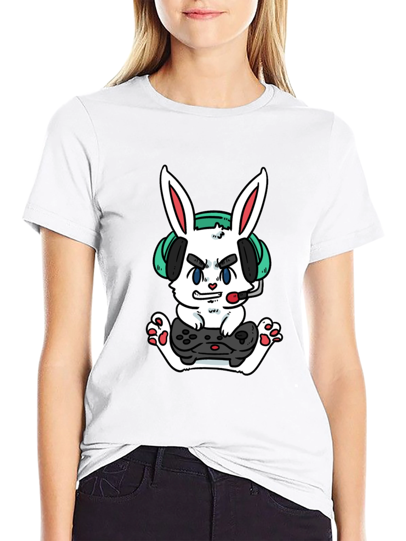 Gamer Bunny T-Shirt - Funny Cartoon Rabbit Tee