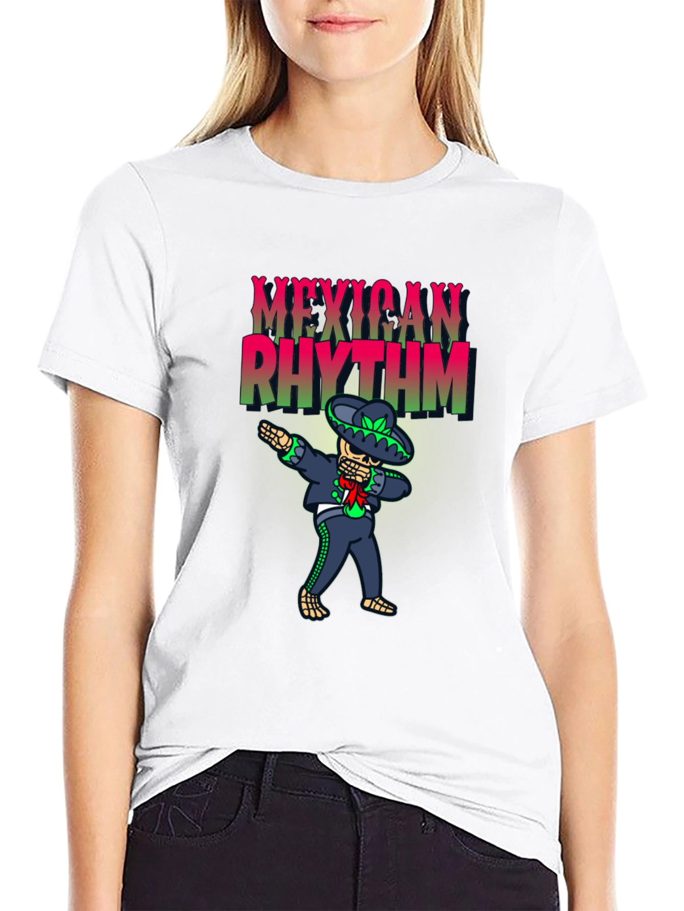 Mexican Rhythm Dabbing Skeleton Mens T-Shirt
