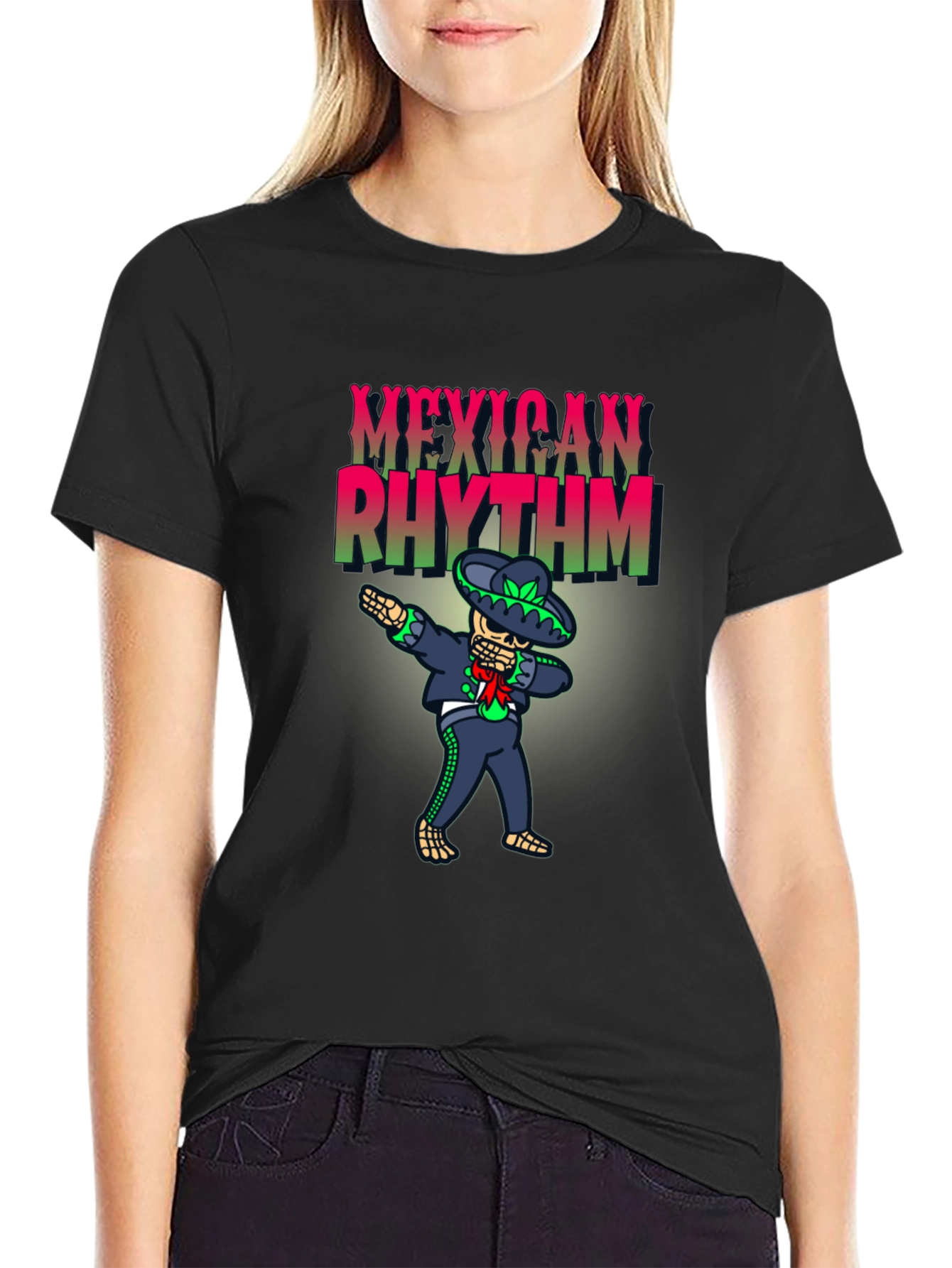 Mexican Rhythm Dabbing Skeleton Mens T-Shirt