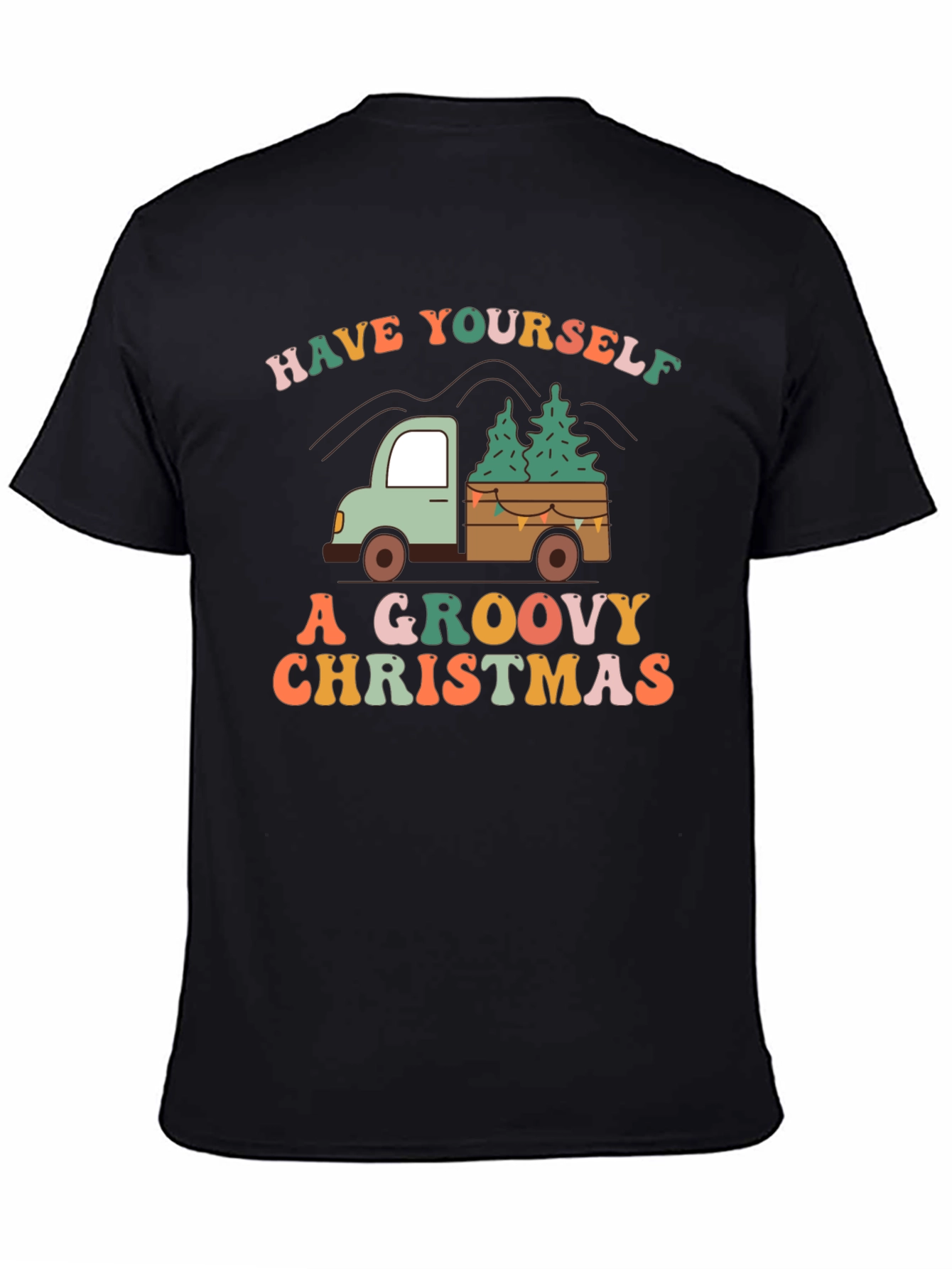 Groovy Christmas Truck Graphic T-Shirt