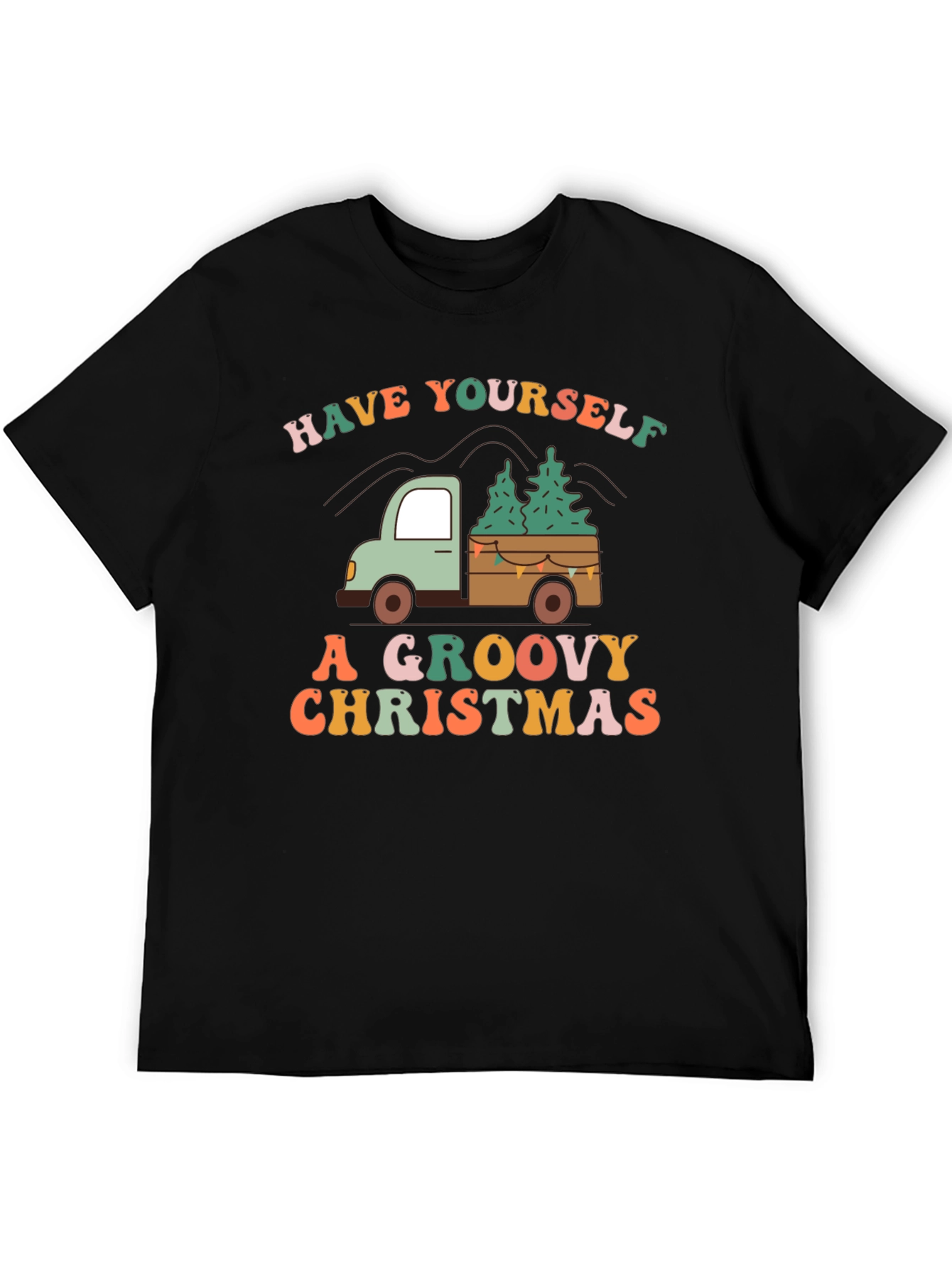 Groovy Christmas Truck Graphic T-Shirt