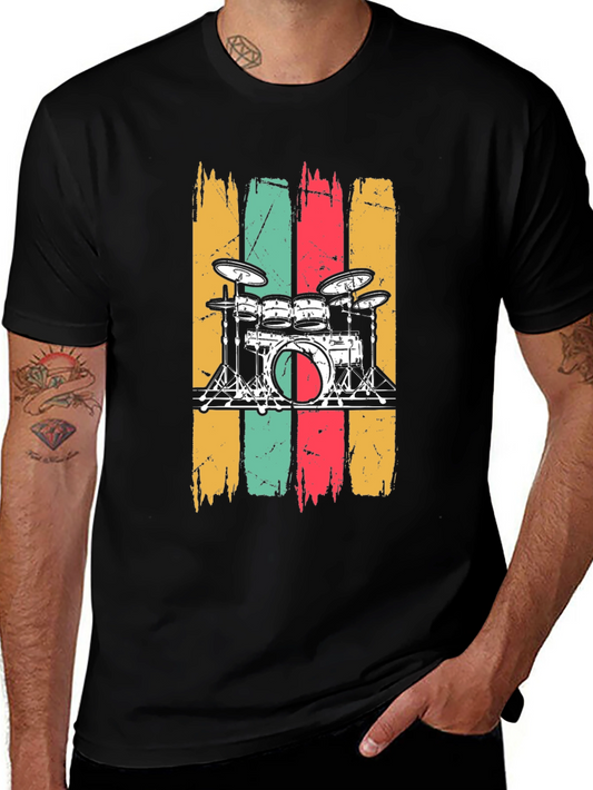 Drum Set Graphic Tee - Vintage Style