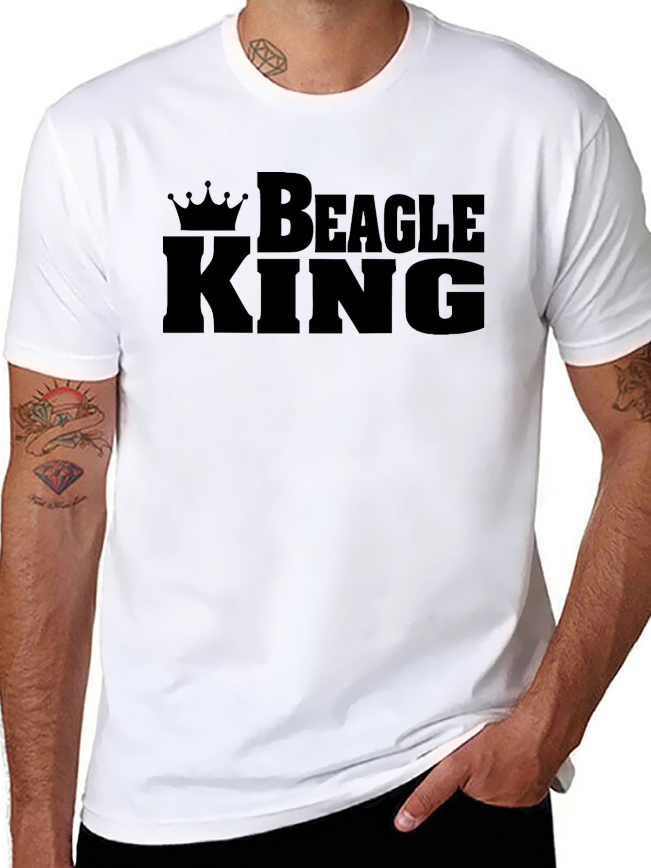 Beagle King Graphic Tee - Black Cotton T-Shirt
