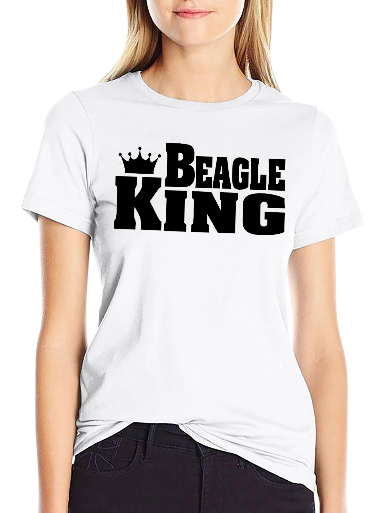 Beagle King Graphic Tee - Black Cotton T-Shirt