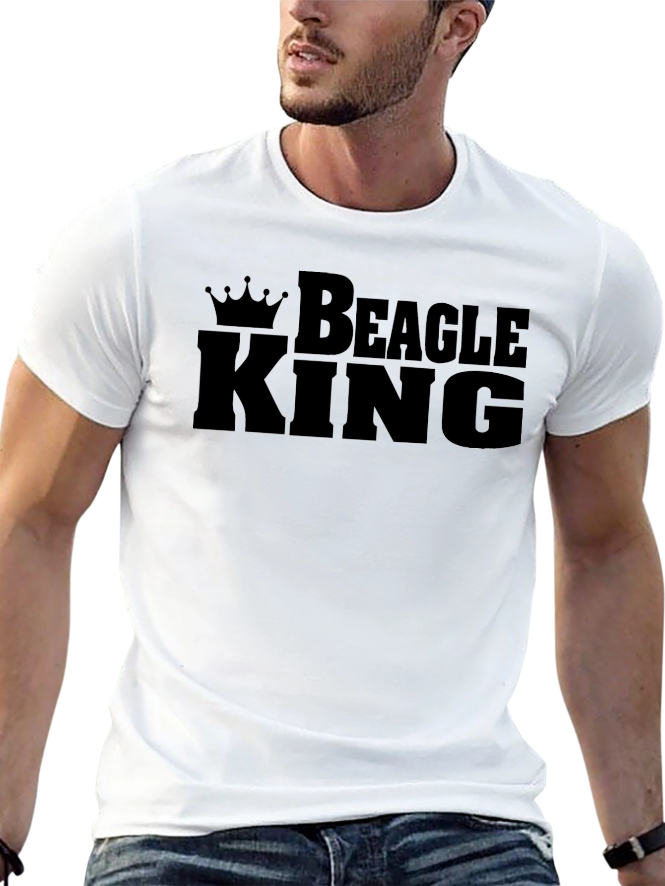 Beagle King Graphic Tee - Black Cotton T-Shirt