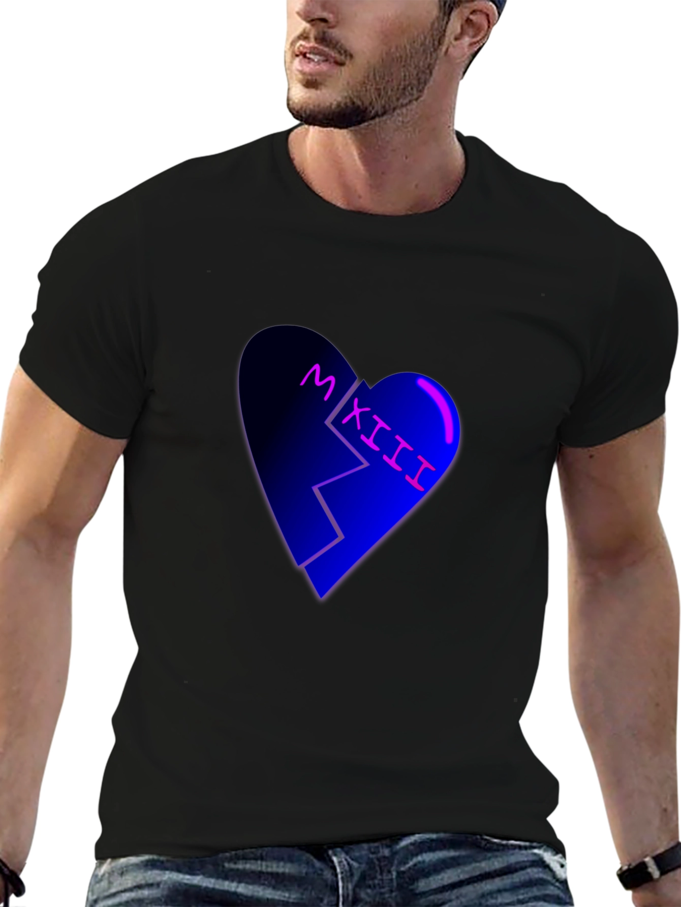 Broken Heart Roman Numeral Graphic Tee - Black