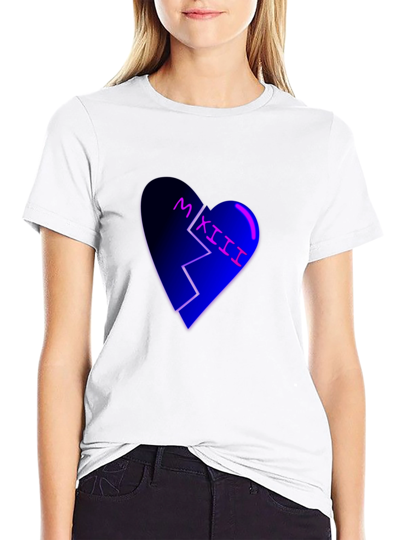 Broken Heart Roman Numeral Graphic Tee - Black