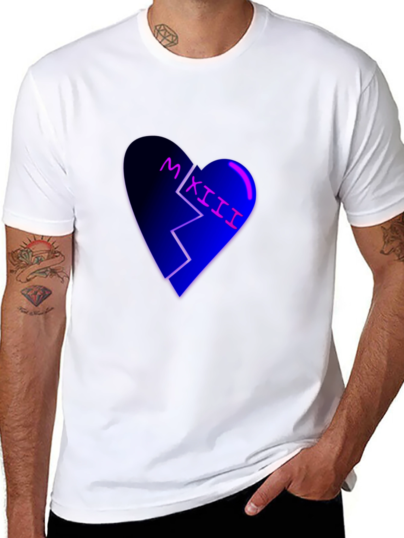 Broken Heart Roman Numeral Graphic Tee - Black