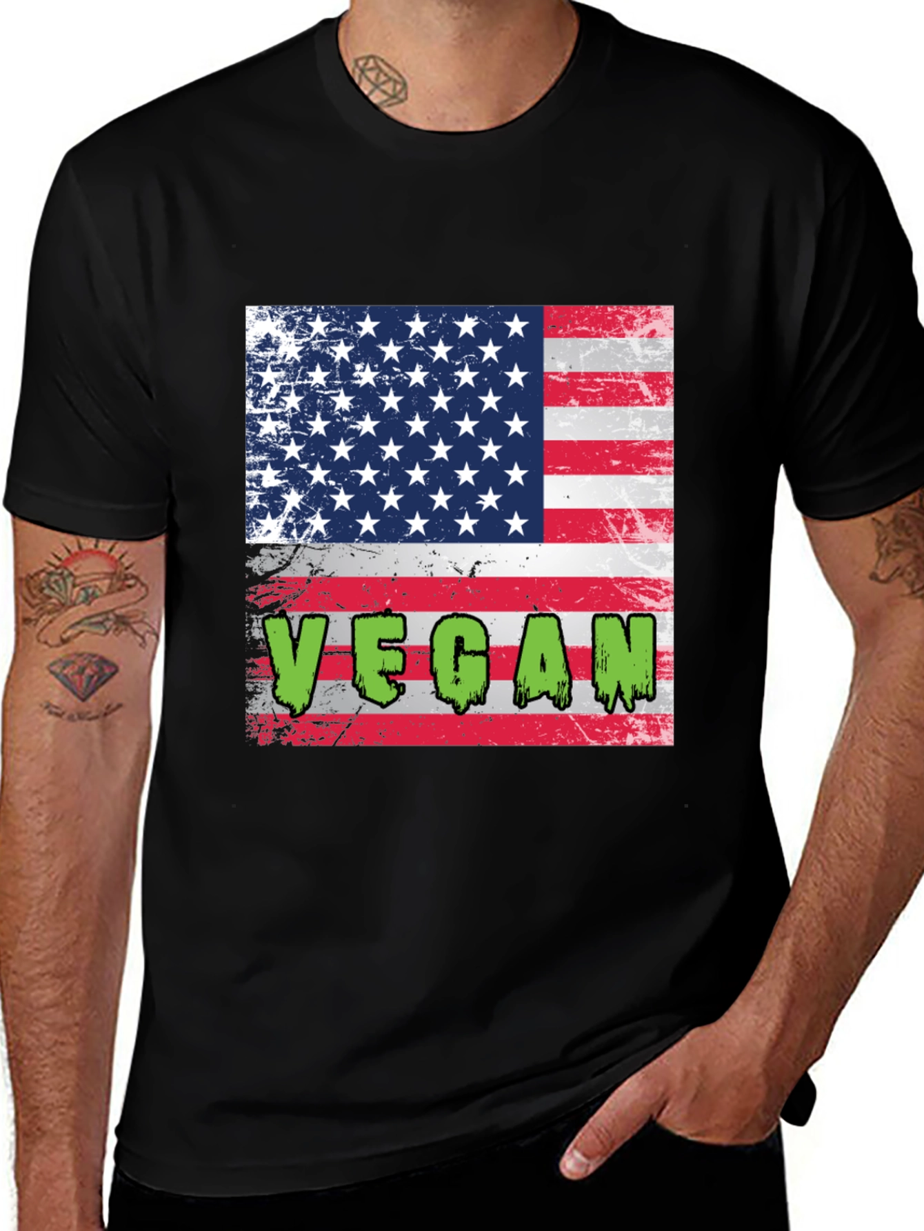 Vegan American Flag Graphic T-Shirt