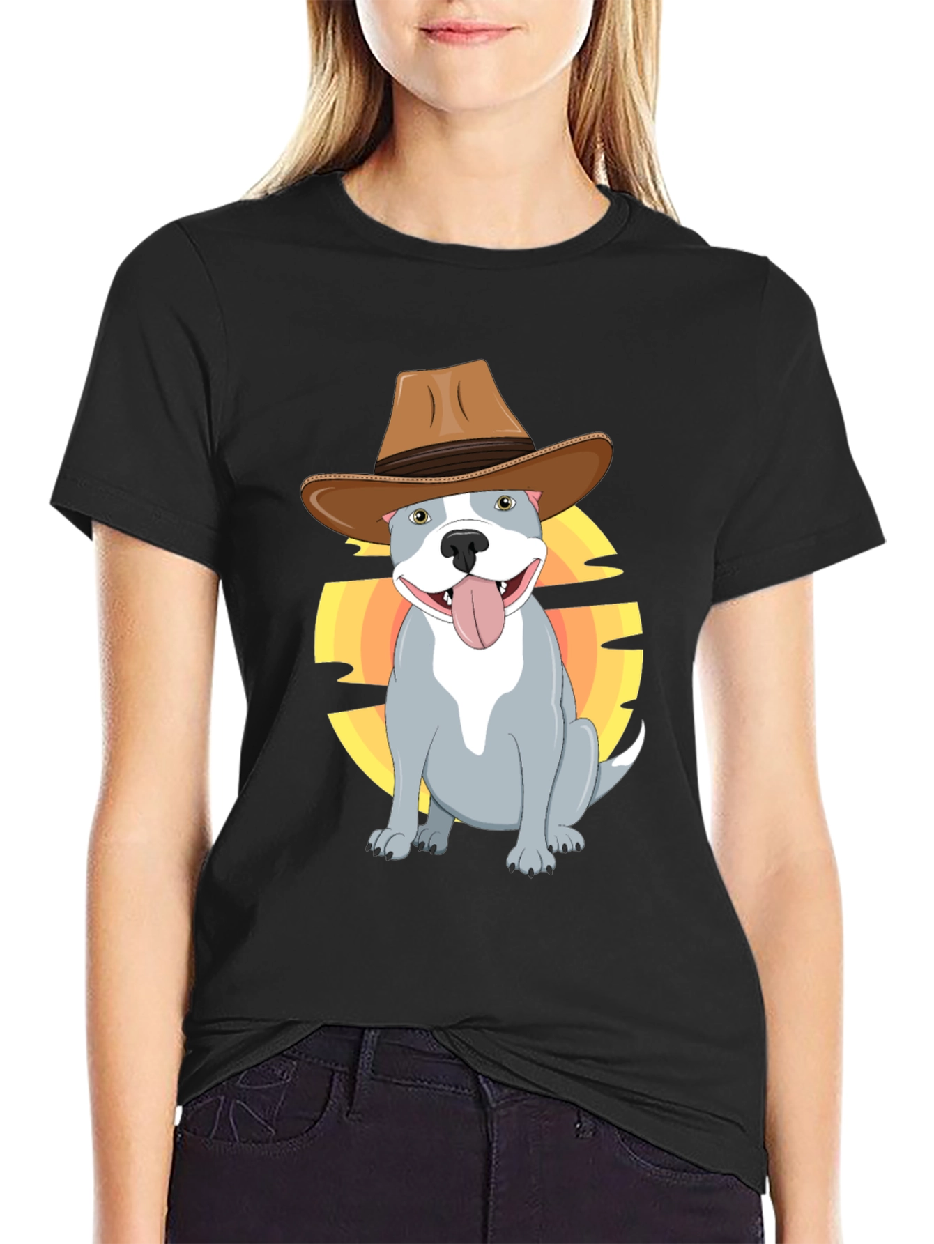 Cowboy Pitbull T-Shirt - Western Dog Graphic Tee