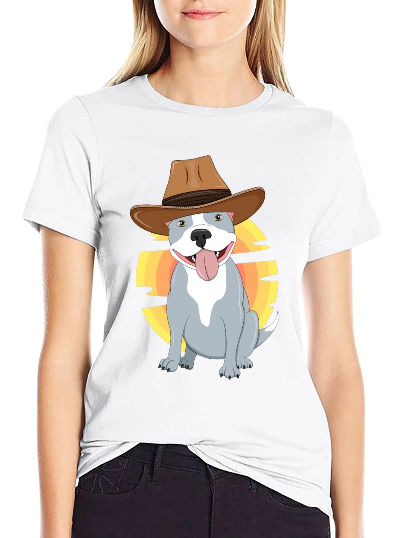 Cowboy Pitbull T-Shirt - Western Dog Graphic Tee