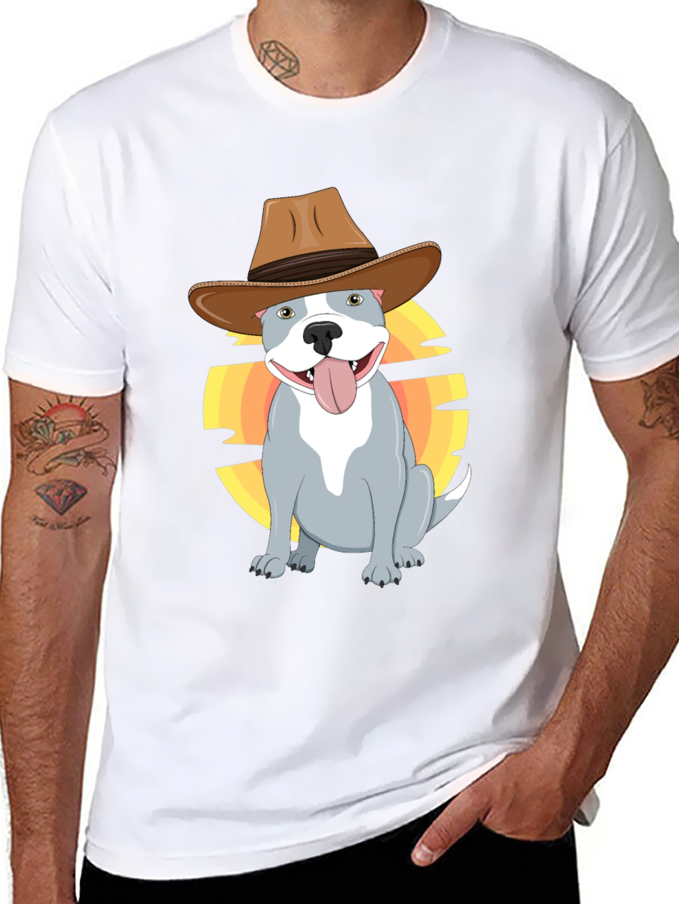 Cowboy Pitbull T-Shirt - Western Dog Graphic Tee
