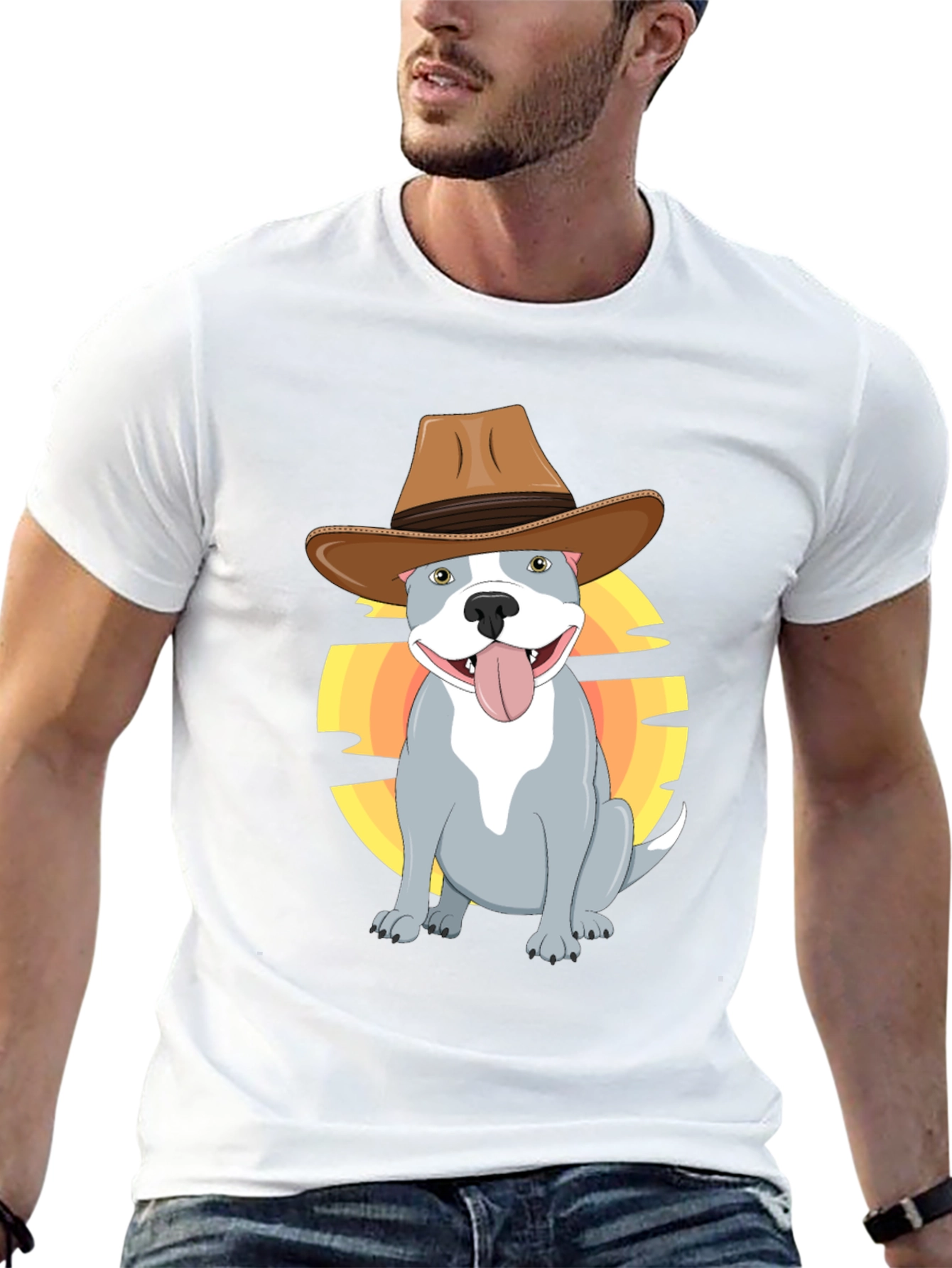 Cowboy Pitbull T-Shirt - Western Dog Graphic Tee