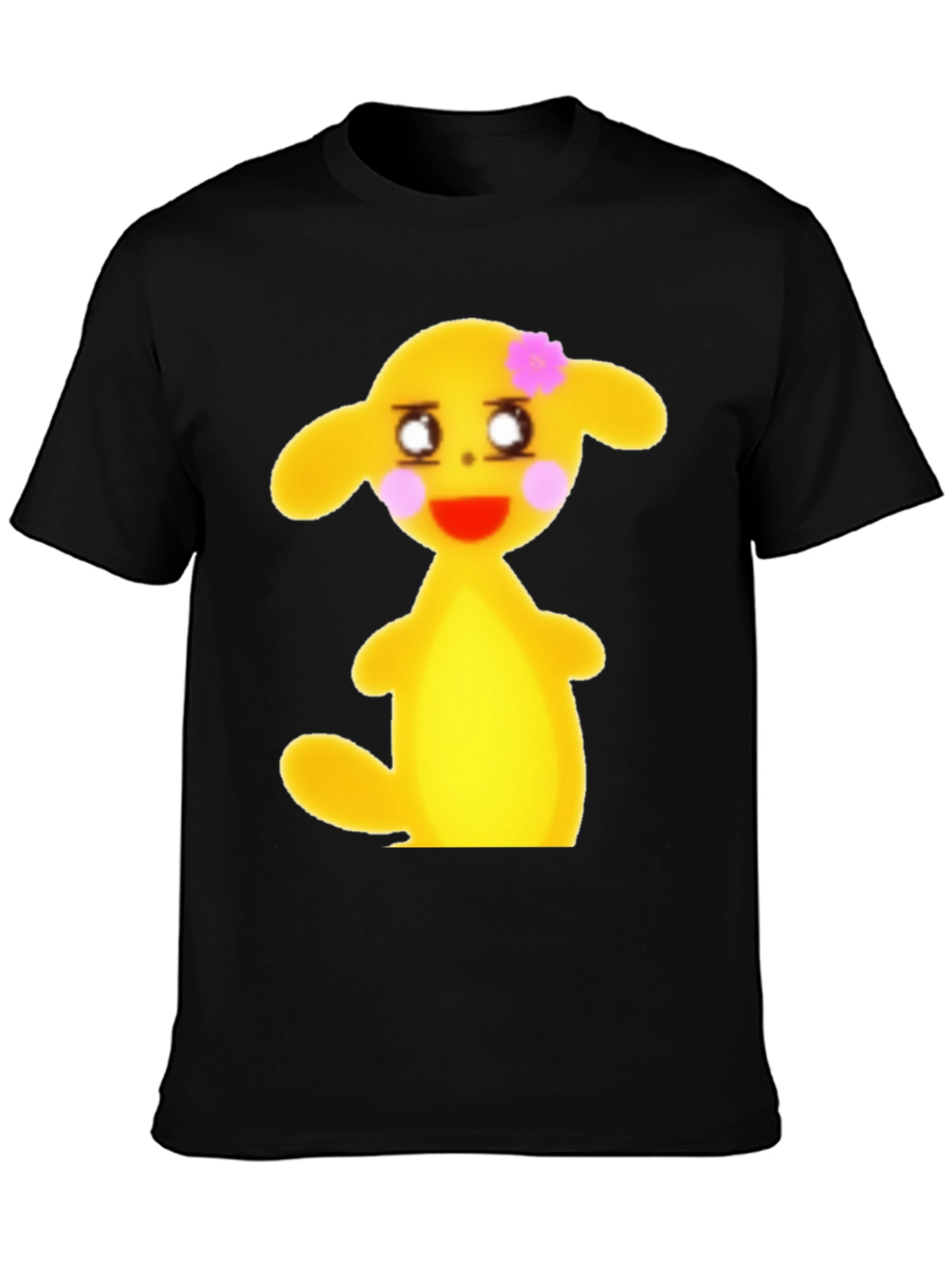 Black T-Shirt with Cute Yellow Character