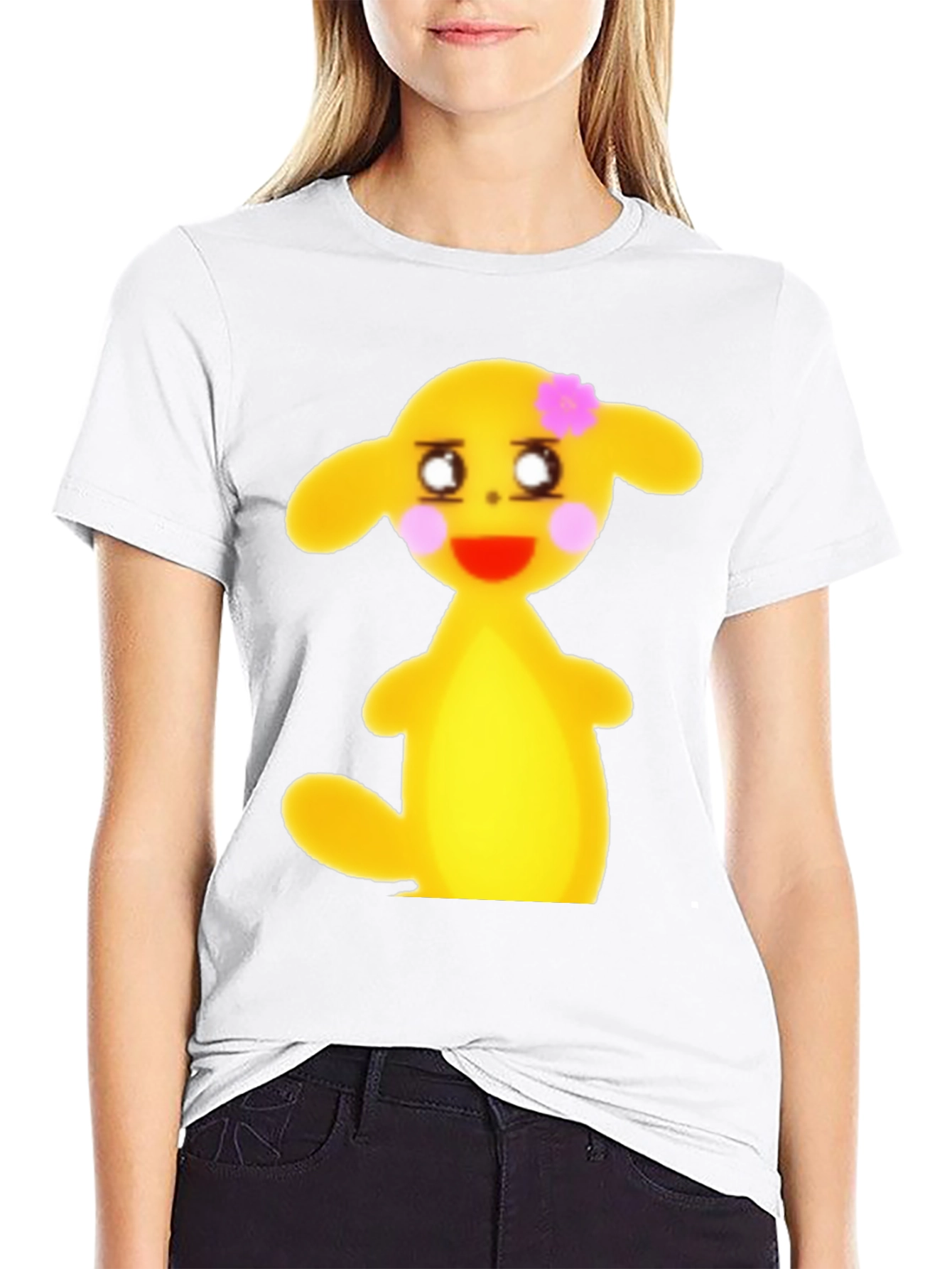 Black T-Shirt with Cute Yellow Character