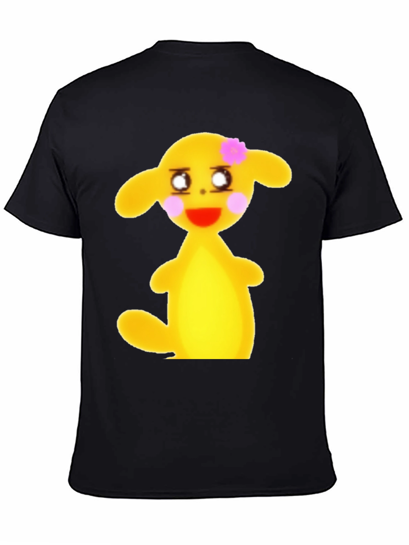 Black T-Shirt with Cute Yellow Character