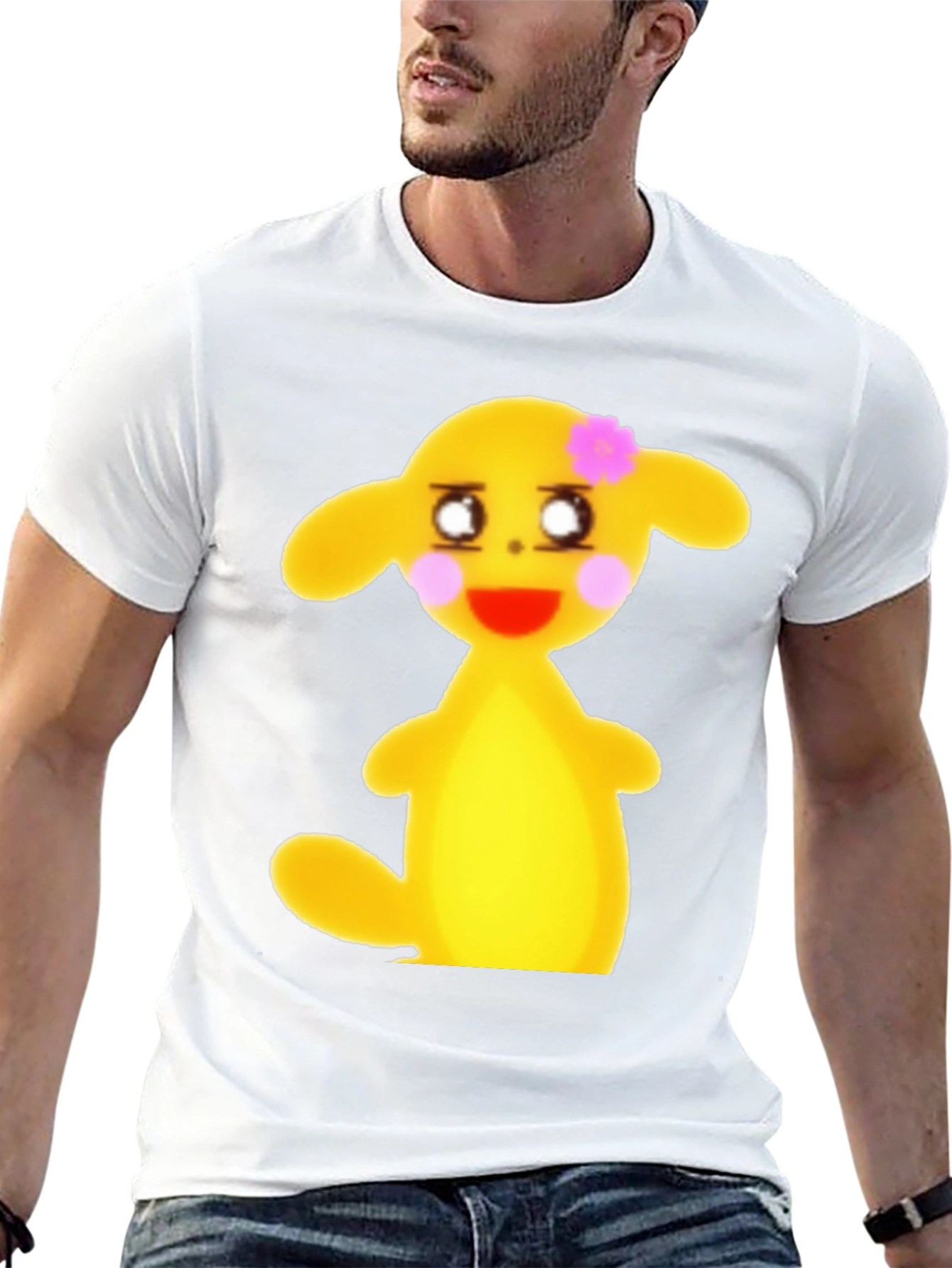 Black T-Shirt with Cute Yellow Character
