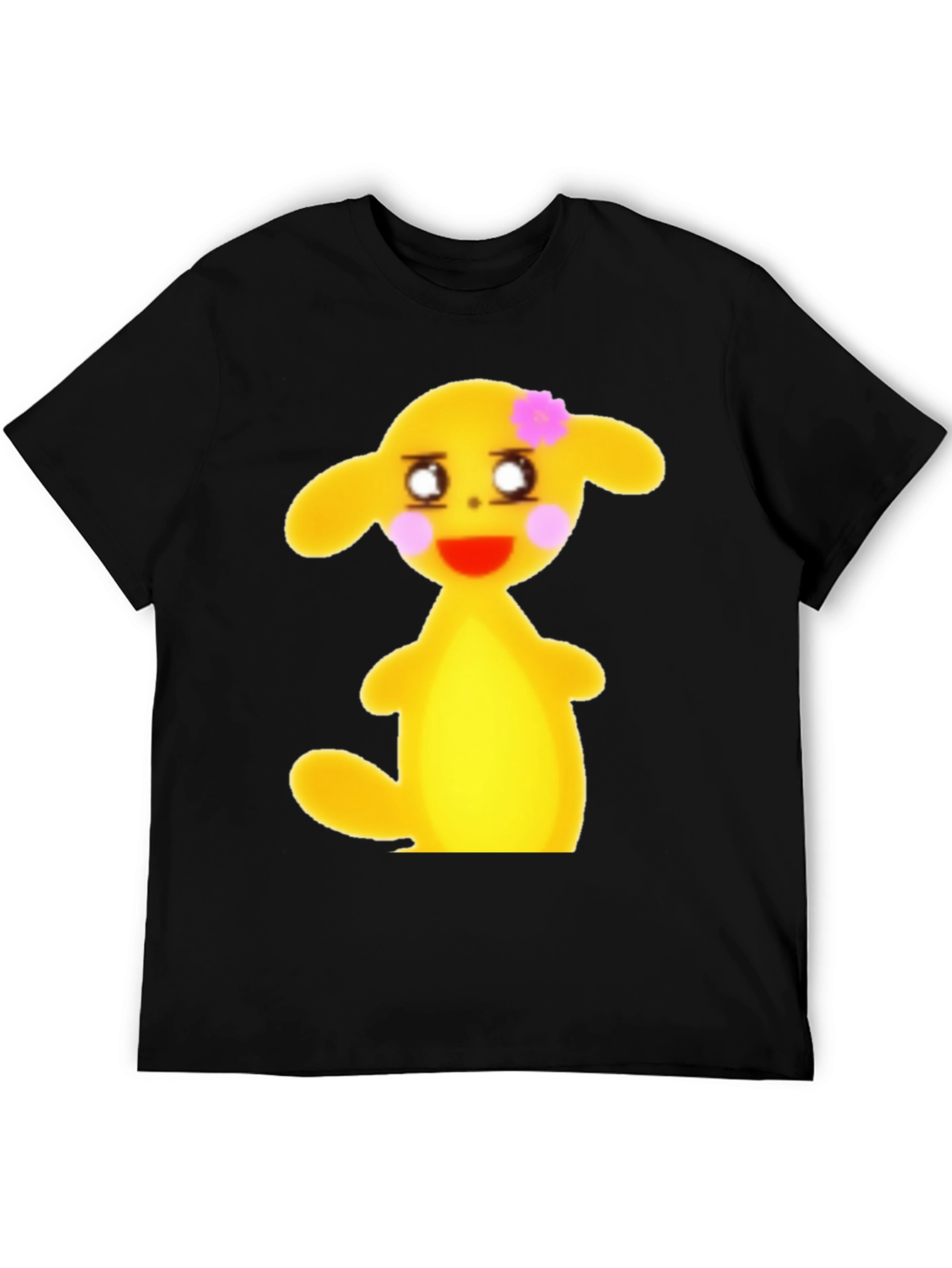 Black T-Shirt with Cute Yellow Character
