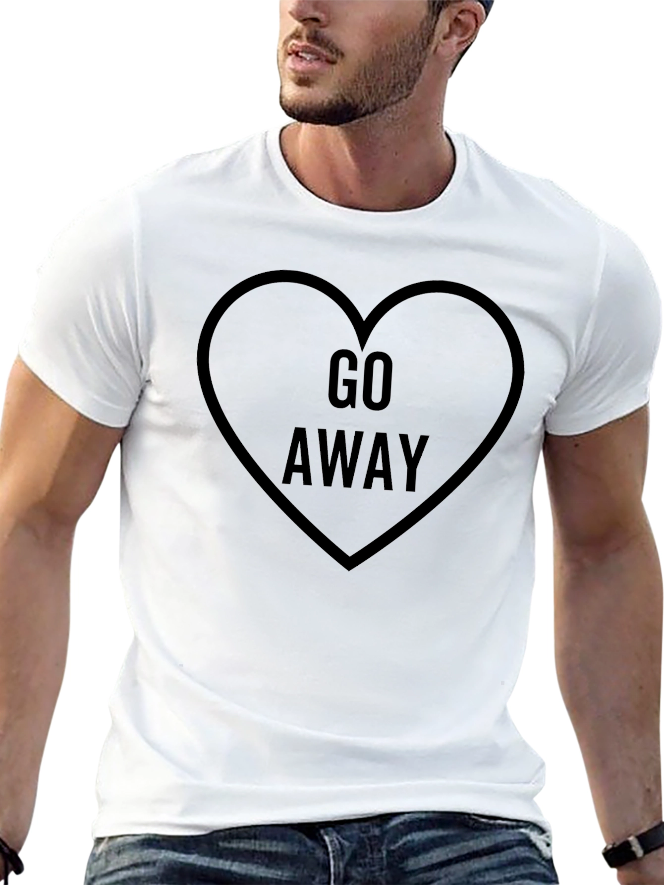 Go Away Heart Graphic Black Tee - Sarcastic Style