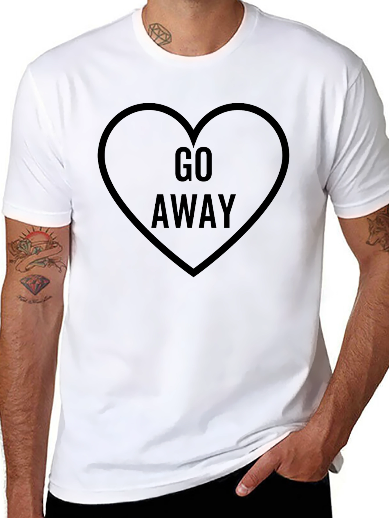 Go Away Heart Graphic Black Tee - Sarcastic Style