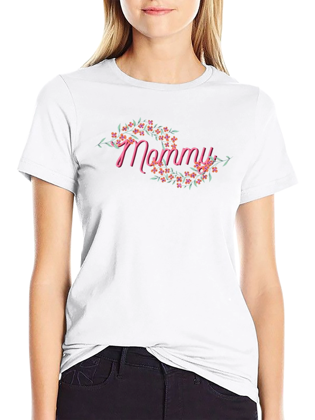 Mommy Floral Graphic Tee - Black T-Shirt