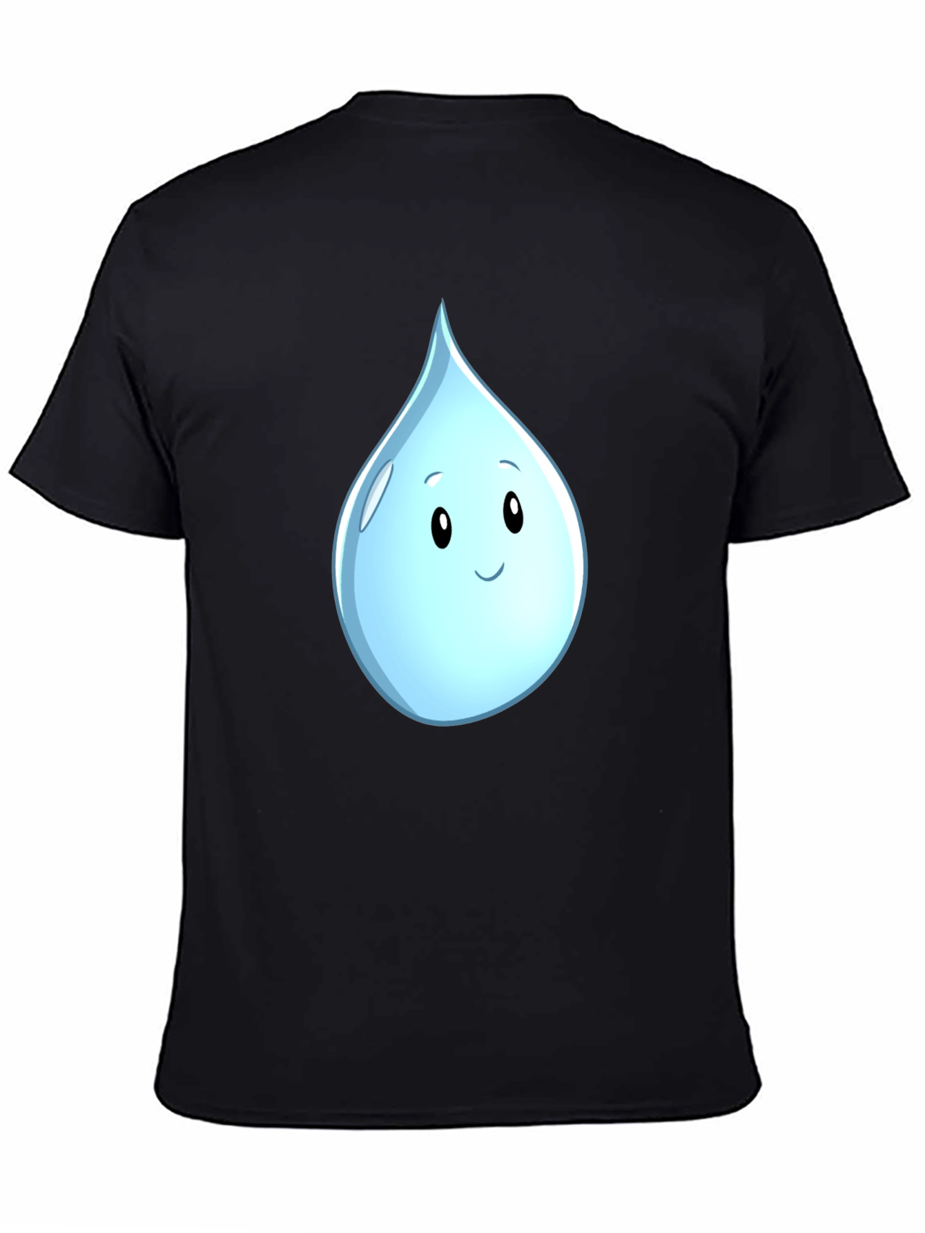 Cute Water Drop Graphic Black T-Shirt