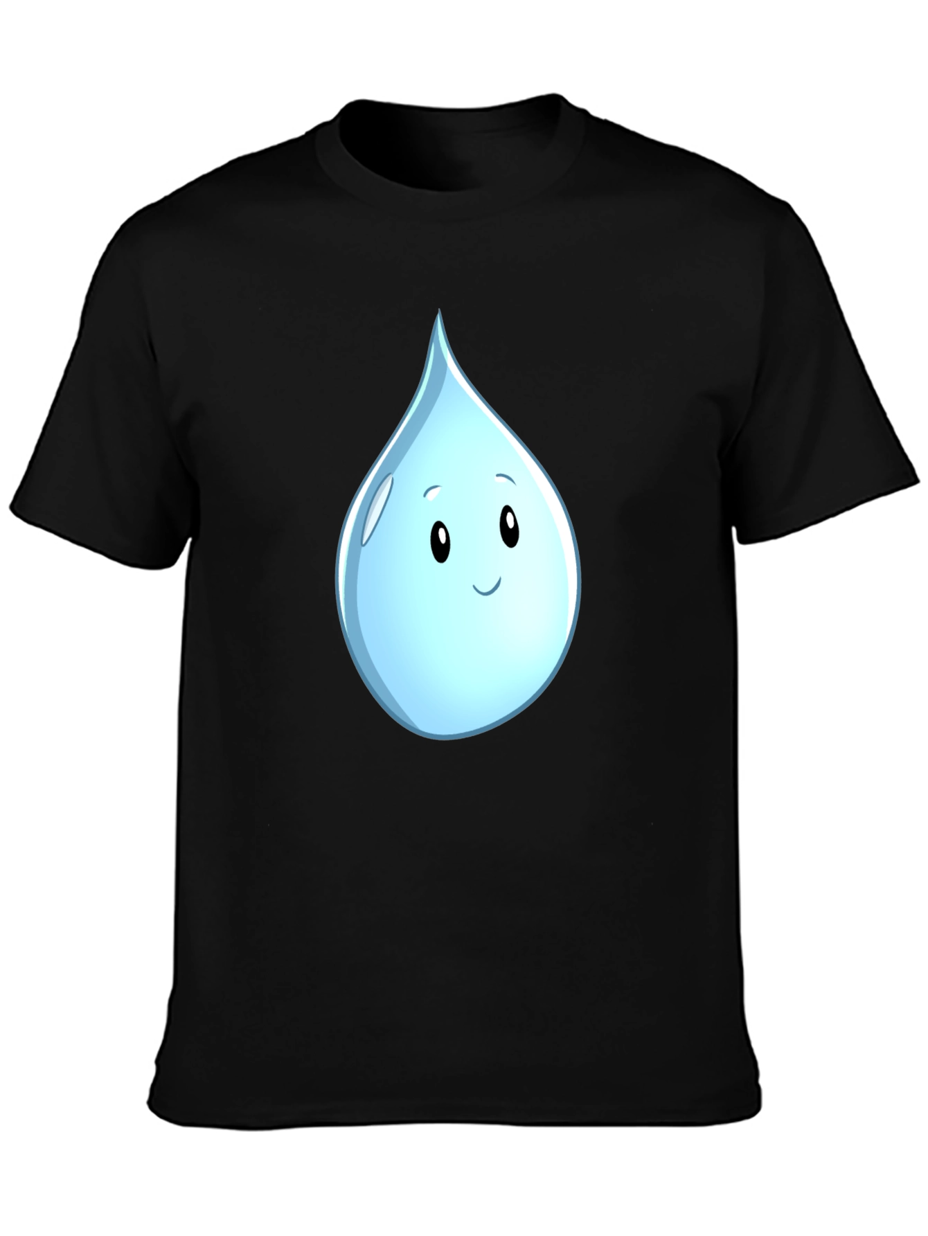 Cute Water Drop Graphic Black T-Shirt
