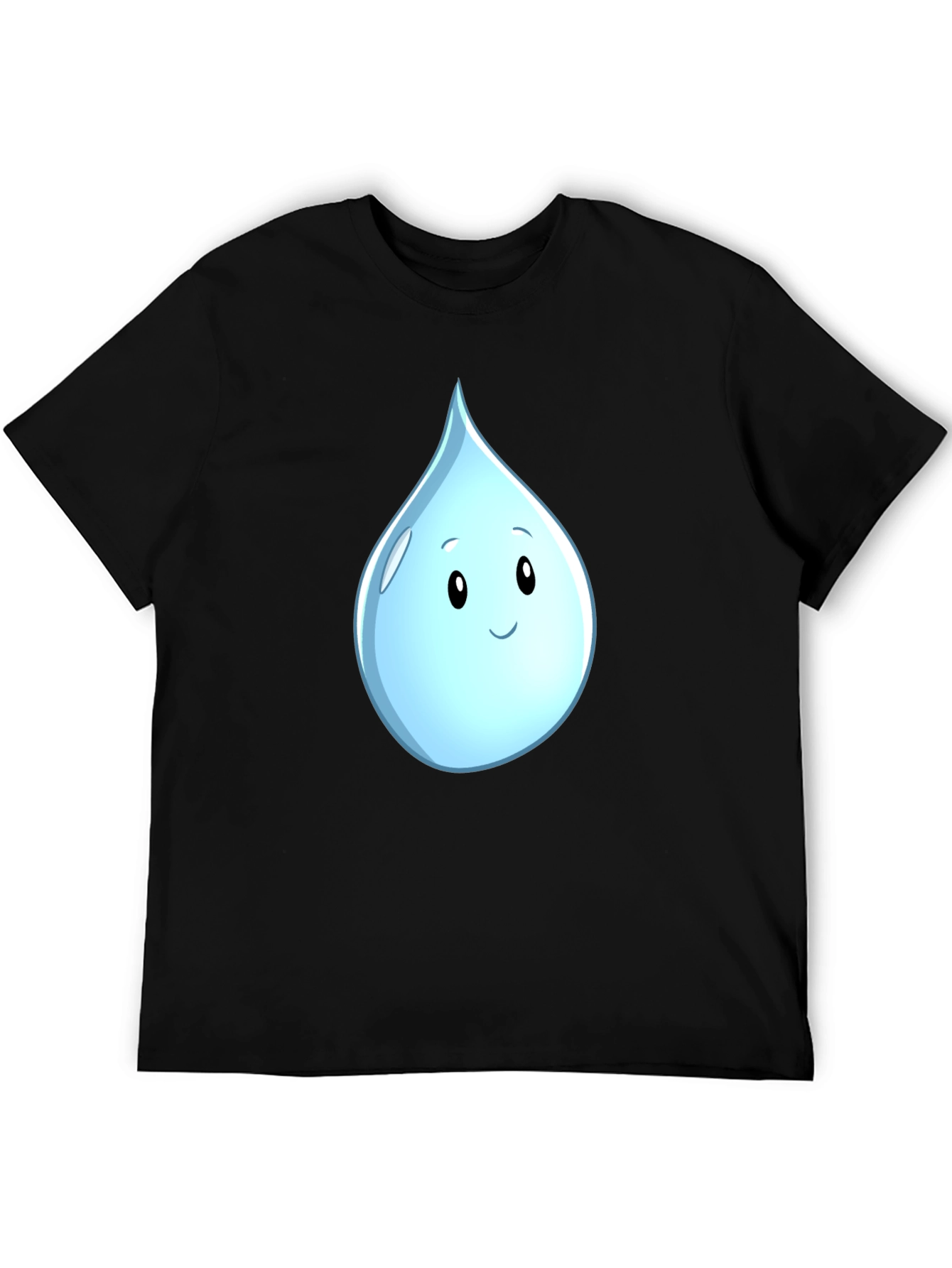 Cute Water Drop Graphic Black T-Shirt