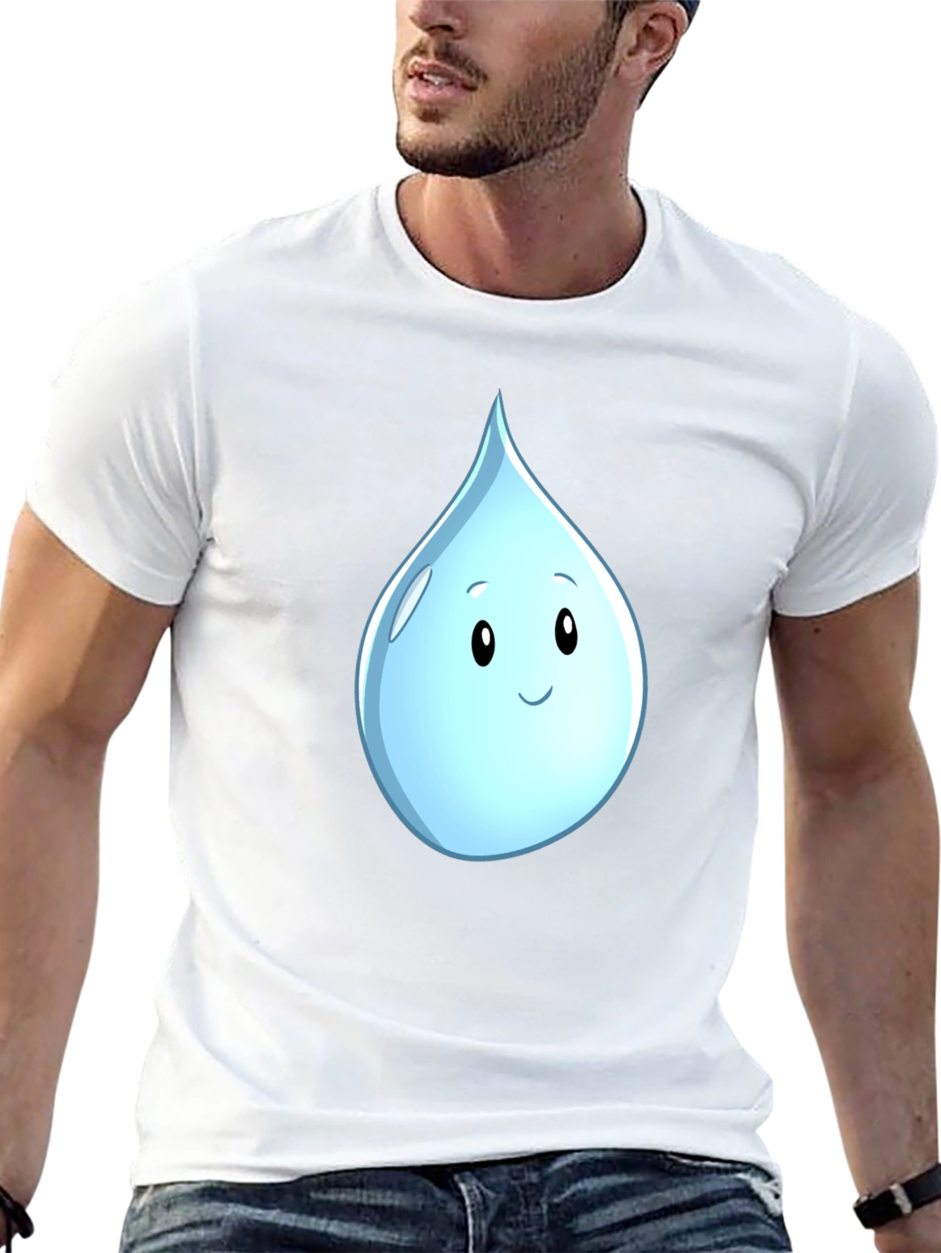 Cute Water Drop Graphic Black T-Shirt