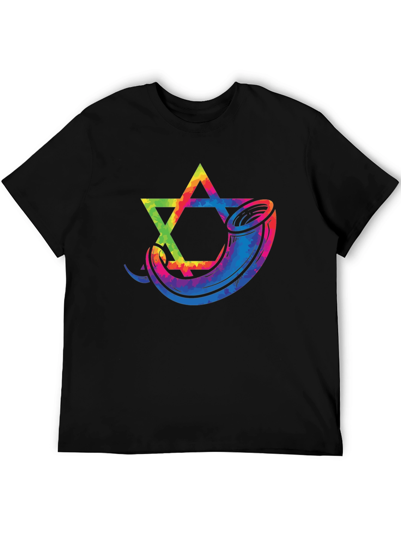 Star of David Shofar Graphic Tee - Black