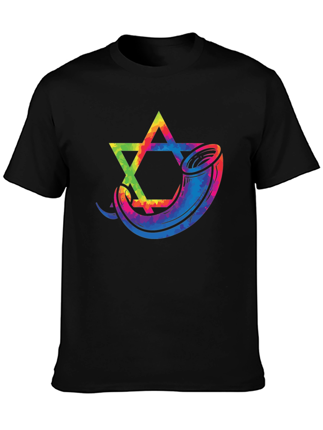 Star of David Shofar Graphic Tee - Black