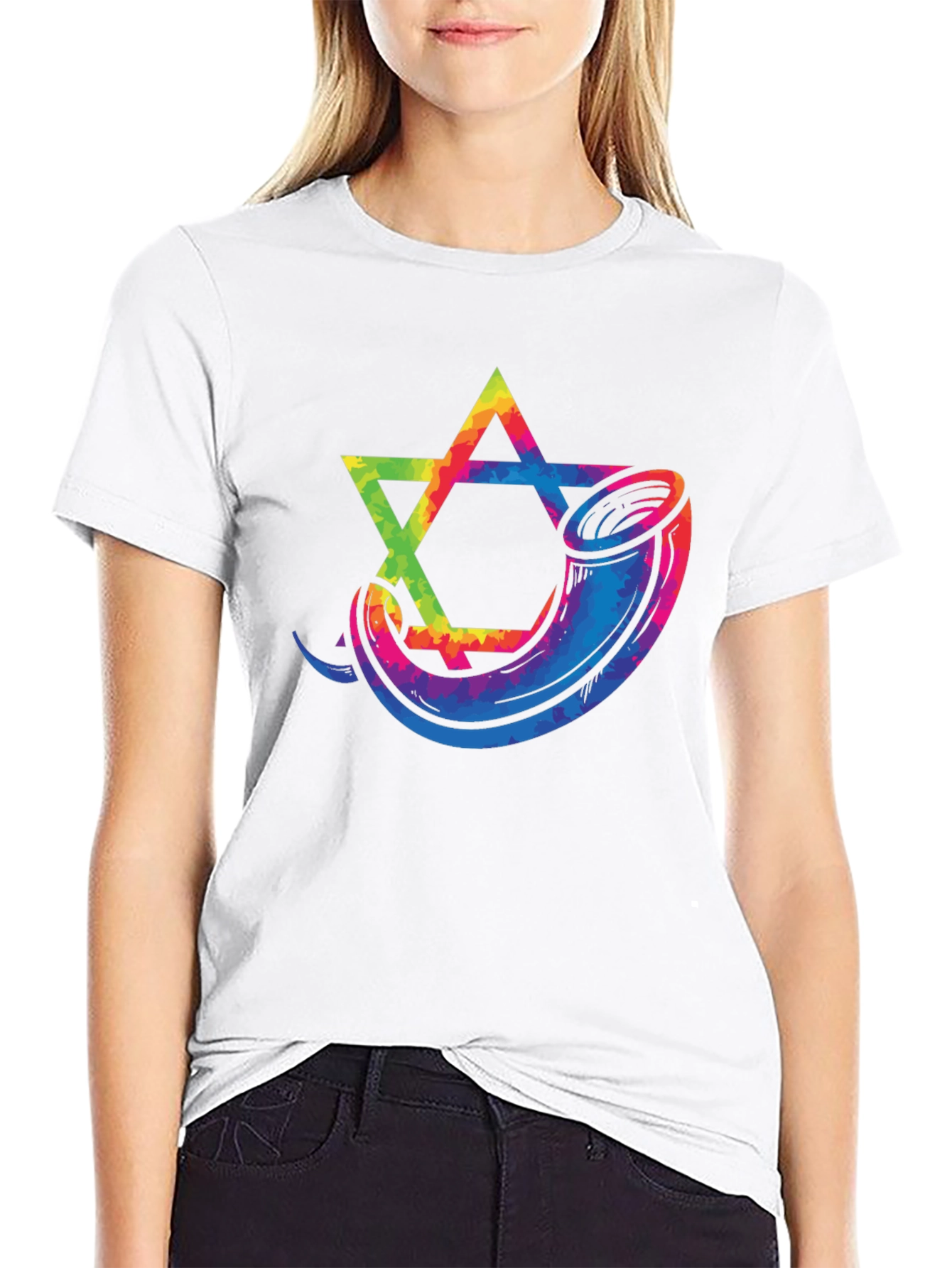 Star of David Shofar Graphic Tee - Black