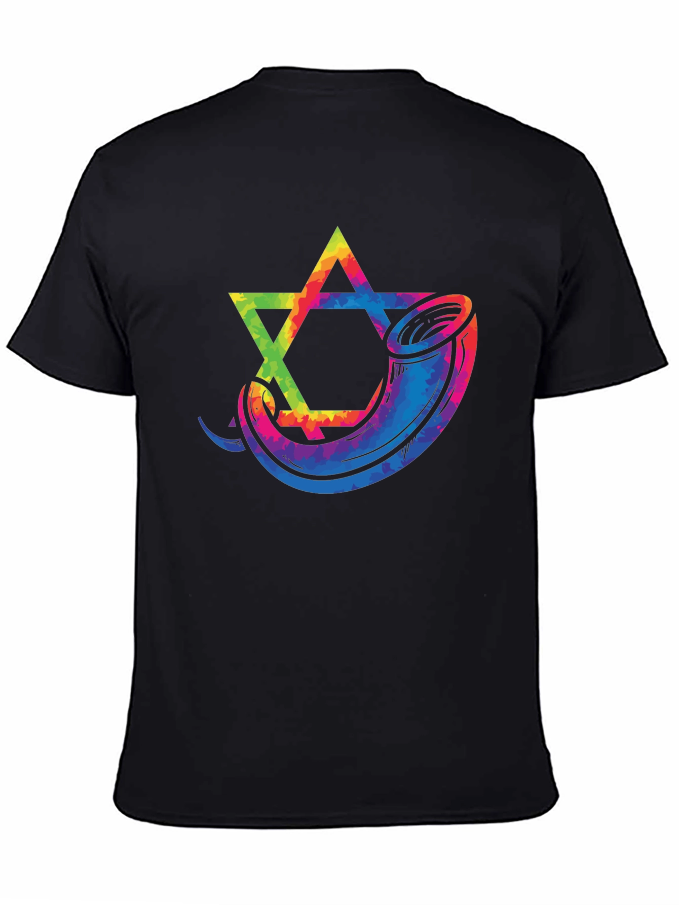 Star of David Shofar Graphic Tee - Black
