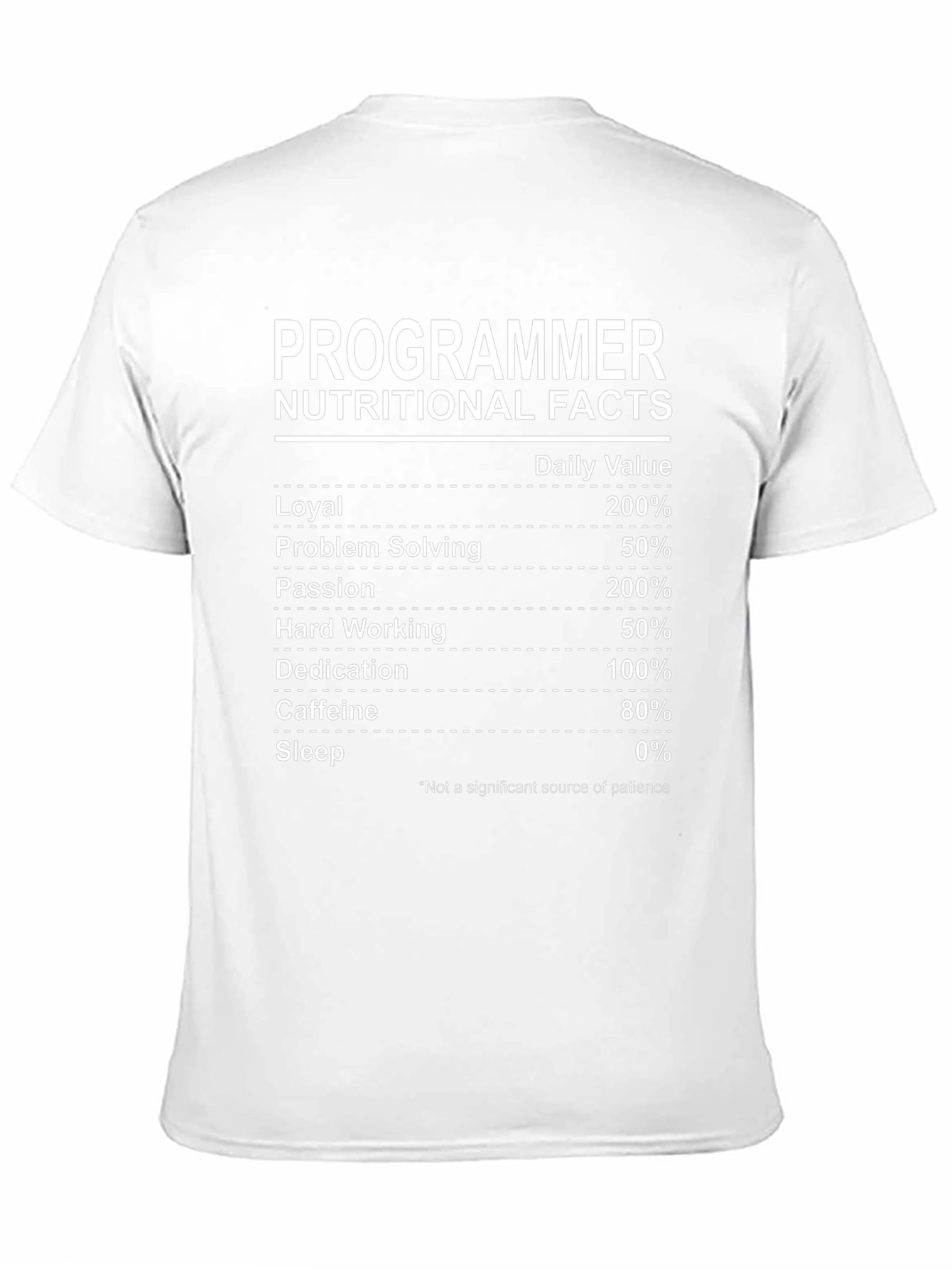 Programmer Nutritional Facts Black T-Shirt